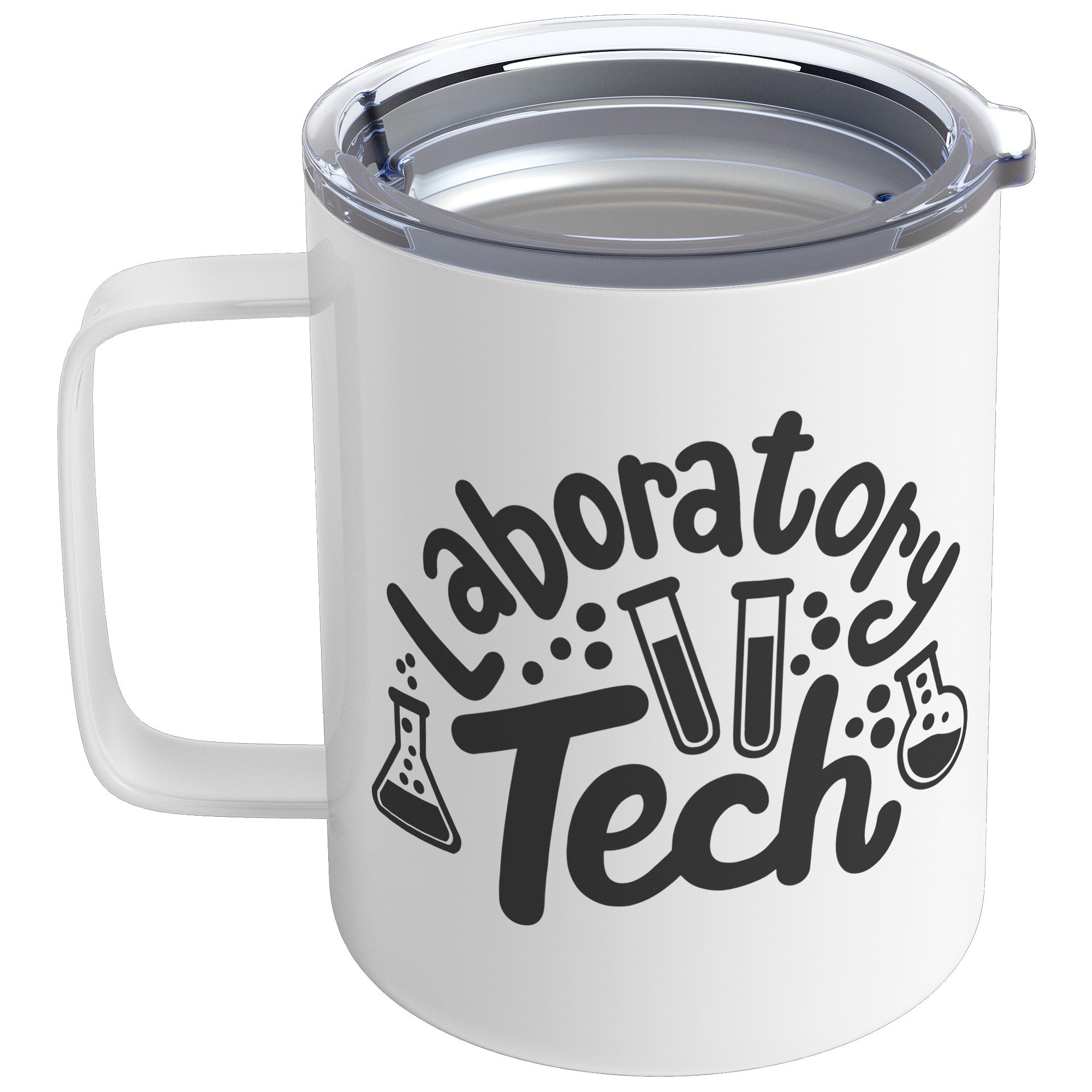 10 oz Insulated Coffee Mug for Laboratory Techs - Featuring Lab Vials Design - Durable and Stylish Mug for Science Professionals