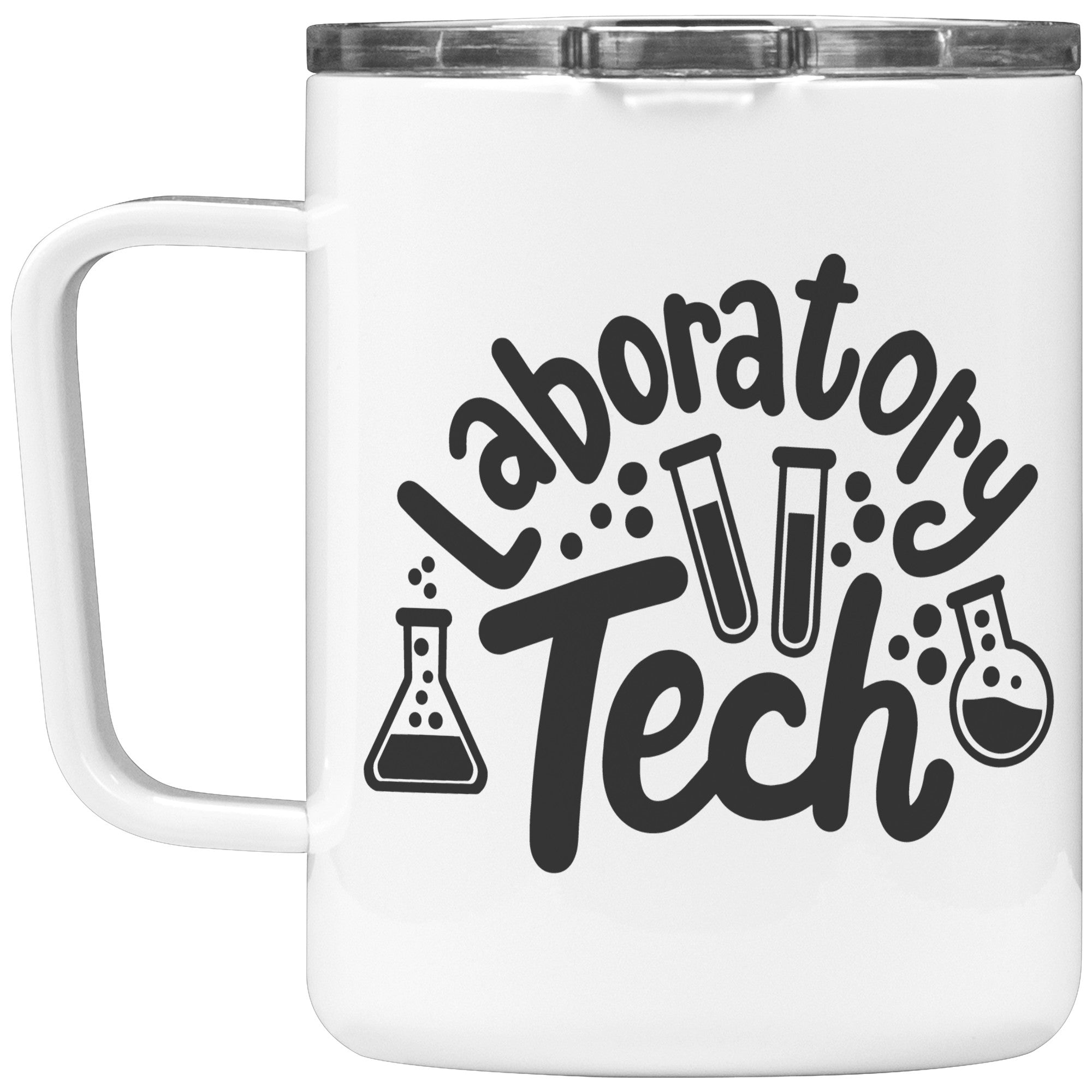 10 oz Insulated Coffee Mug for Laboratory Techs - Featuring Lab Vials Design - Durable and Stylish Mug for Science Professionals