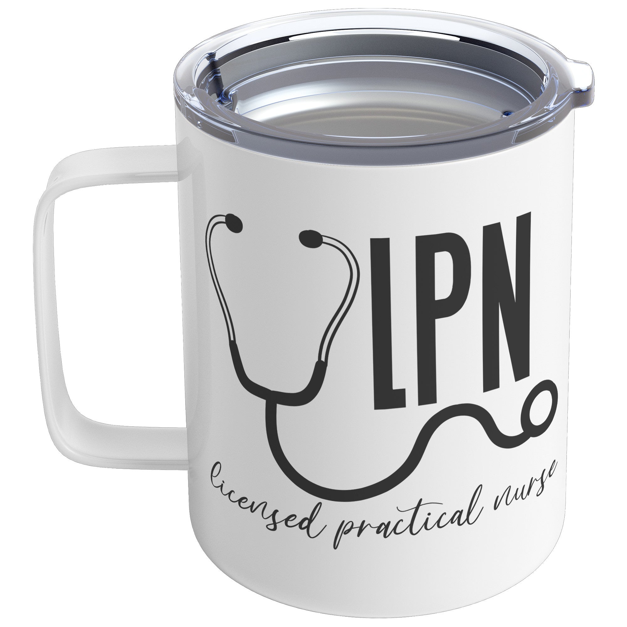 10 oz Insulated Coffee Mug with Stethoscope Graphic - 'Licensed Practical Nurse' - Ideal for LPNs, Durable and Stylish Nursing Accessory
