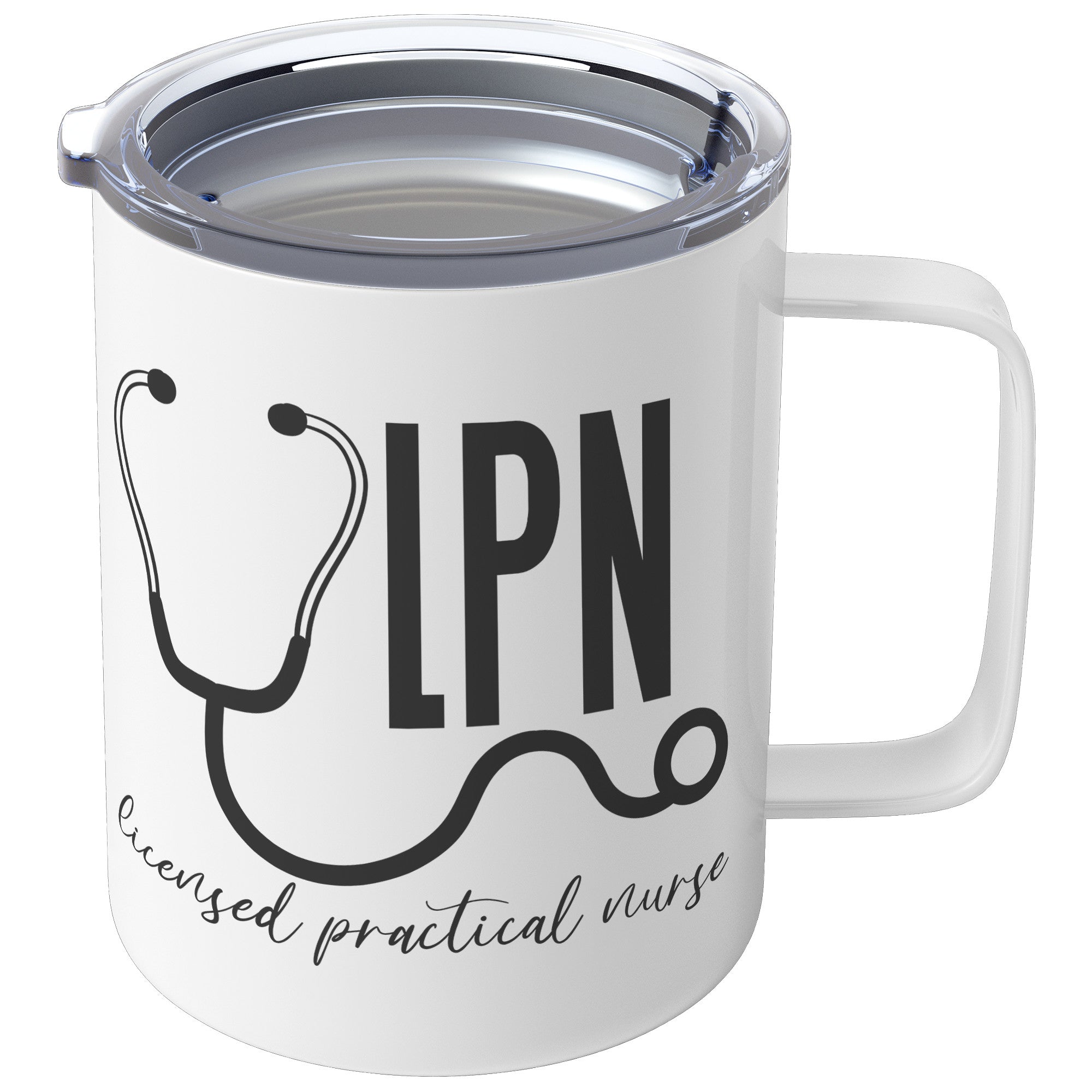 10 oz Insulated Coffee Mug with Stethoscope Graphic - 'Licensed Practical Nurse' - Ideal for LPNs, Durable and Stylish Nursing Accessory
