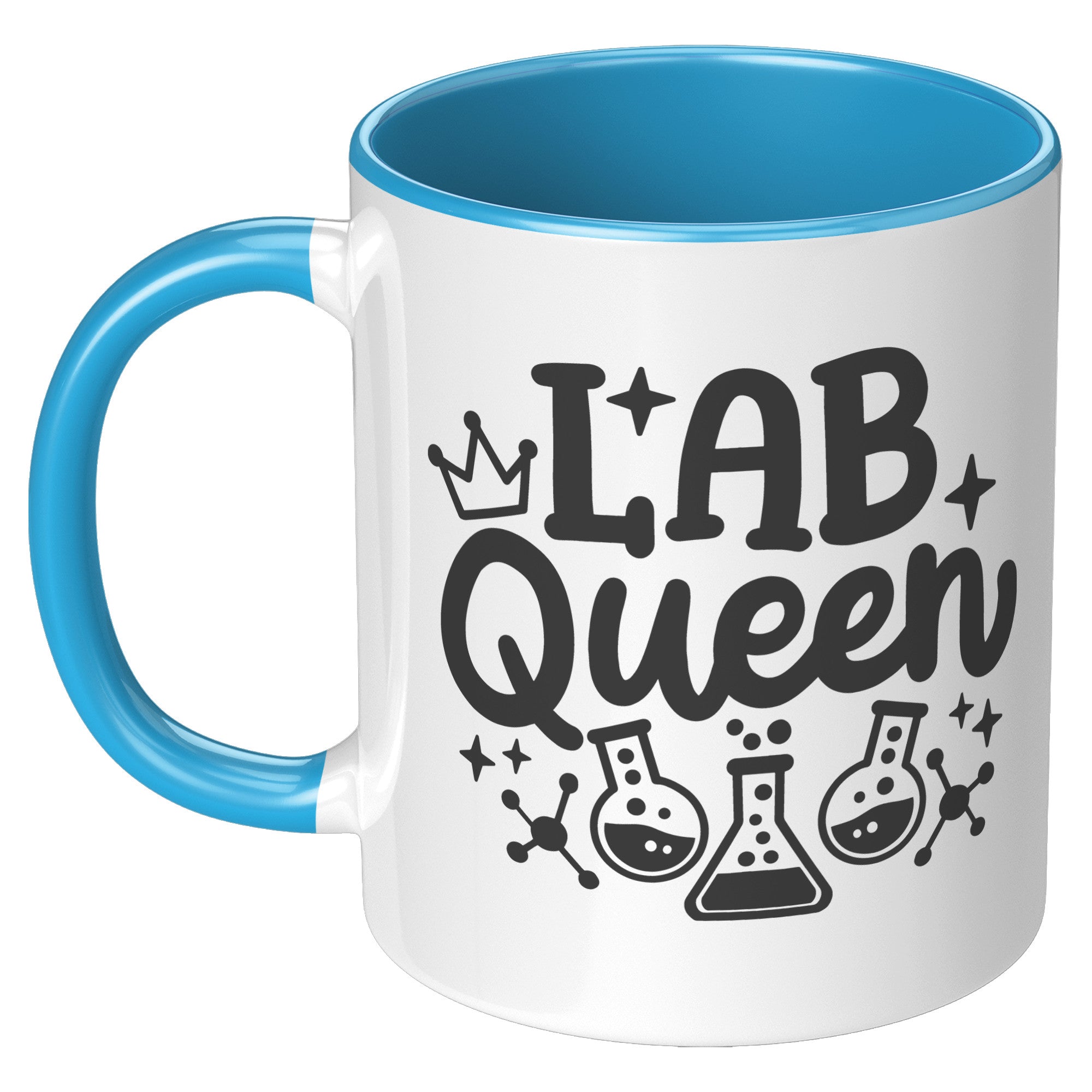 11 oz Accent Mug 'Lab Queen' with Lab Vials Design - Perfect for Science Enthusiasts and Professional Laboratory Queens