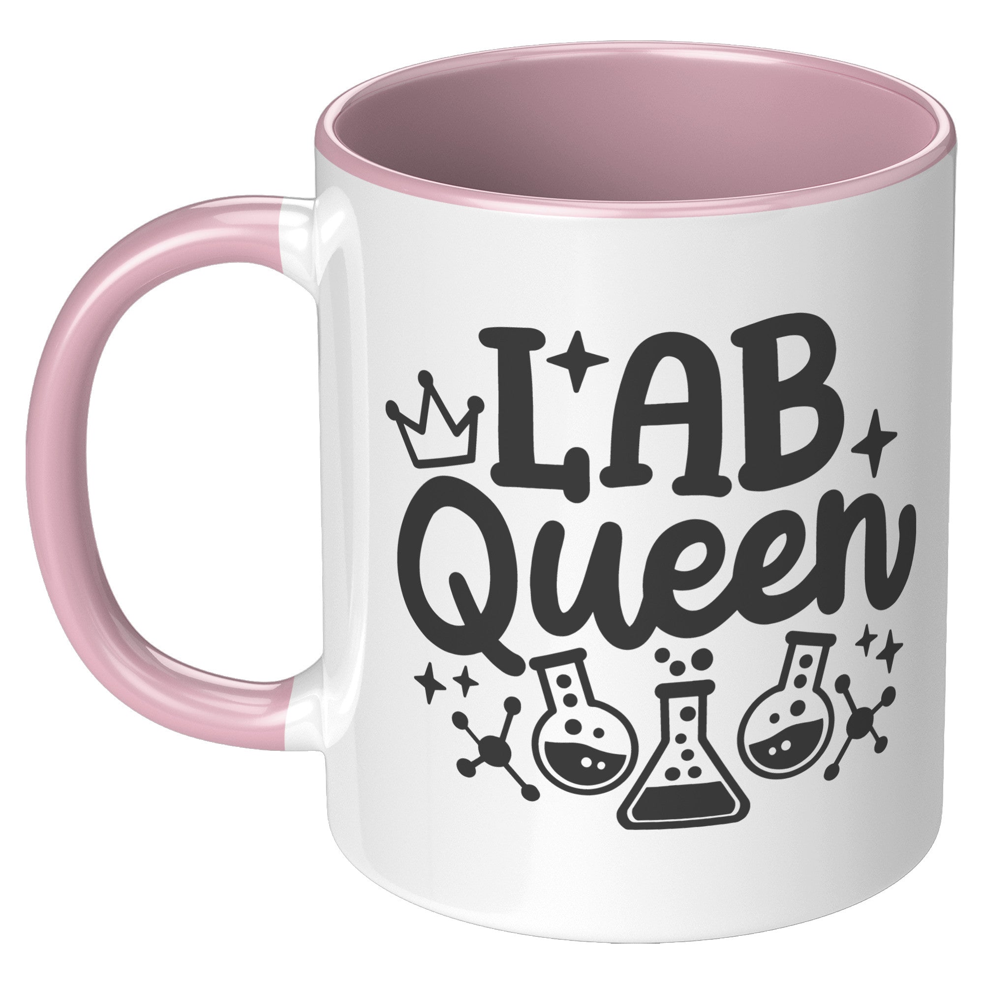 11 oz Accent Mug 'Lab Queen' with Lab Vials Design - Perfect for Science Enthusiasts and Professional Laboratory Queens