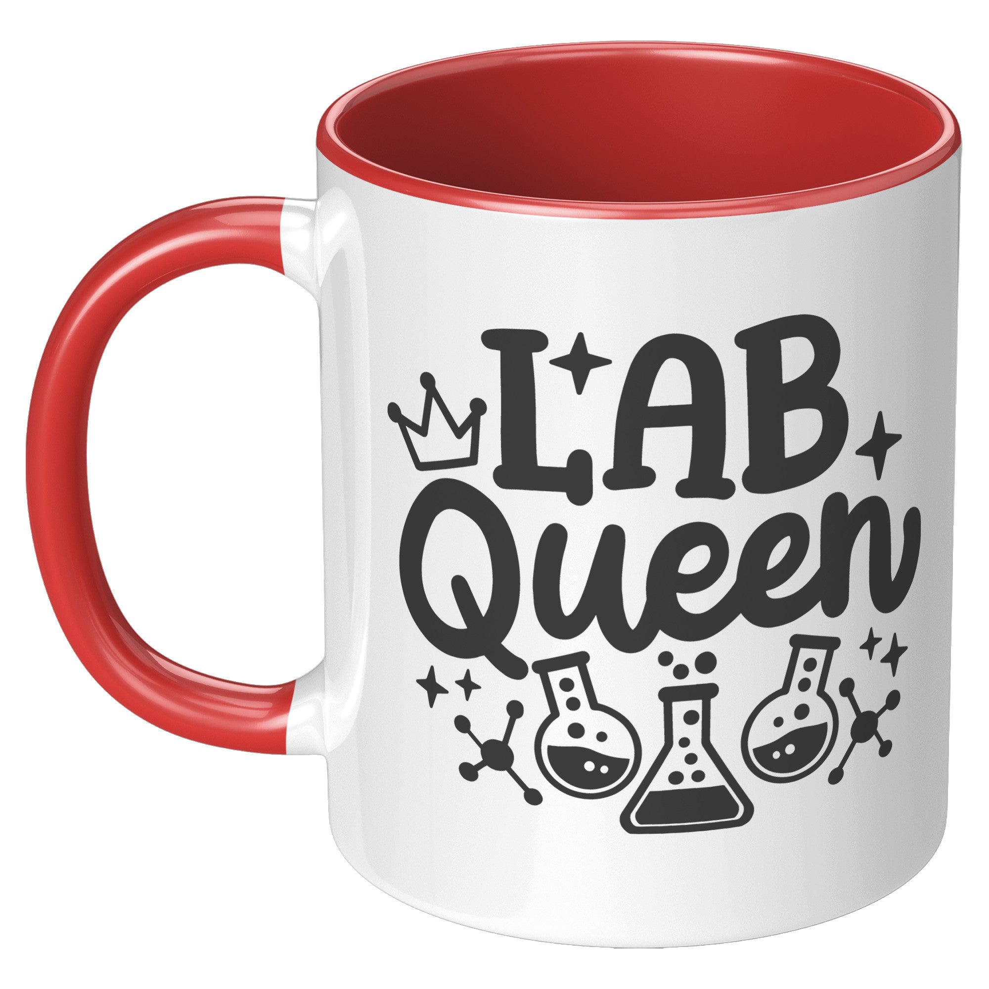 11 oz Accent Mug 'Lab Queen' with Lab Vials Design - Perfect for Science Enthusiasts and Professional Laboratory Queens