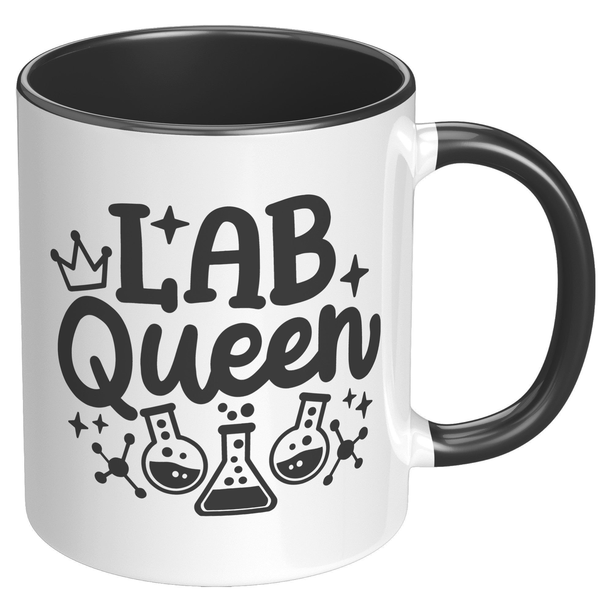 11 oz Accent Mug 'Lab Queen' with Lab Vials Design - Perfect for Science Enthusiasts and Professional Laboratory Queens
