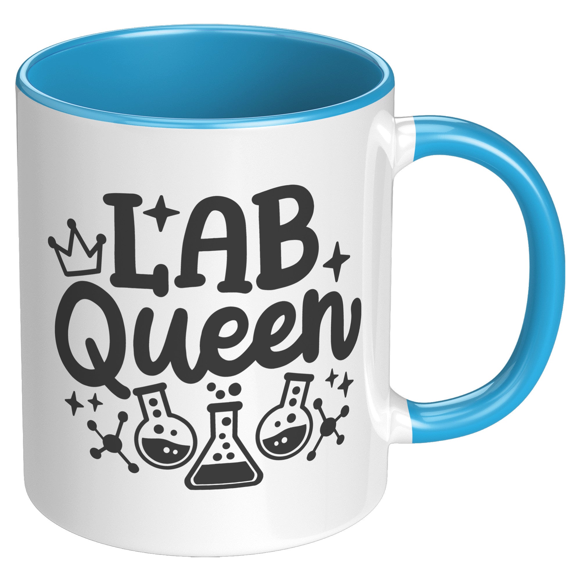 11 oz Accent Mug 'Lab Queen' with Lab Vials Design - Perfect for Science Enthusiasts and Professional Laboratory Queens