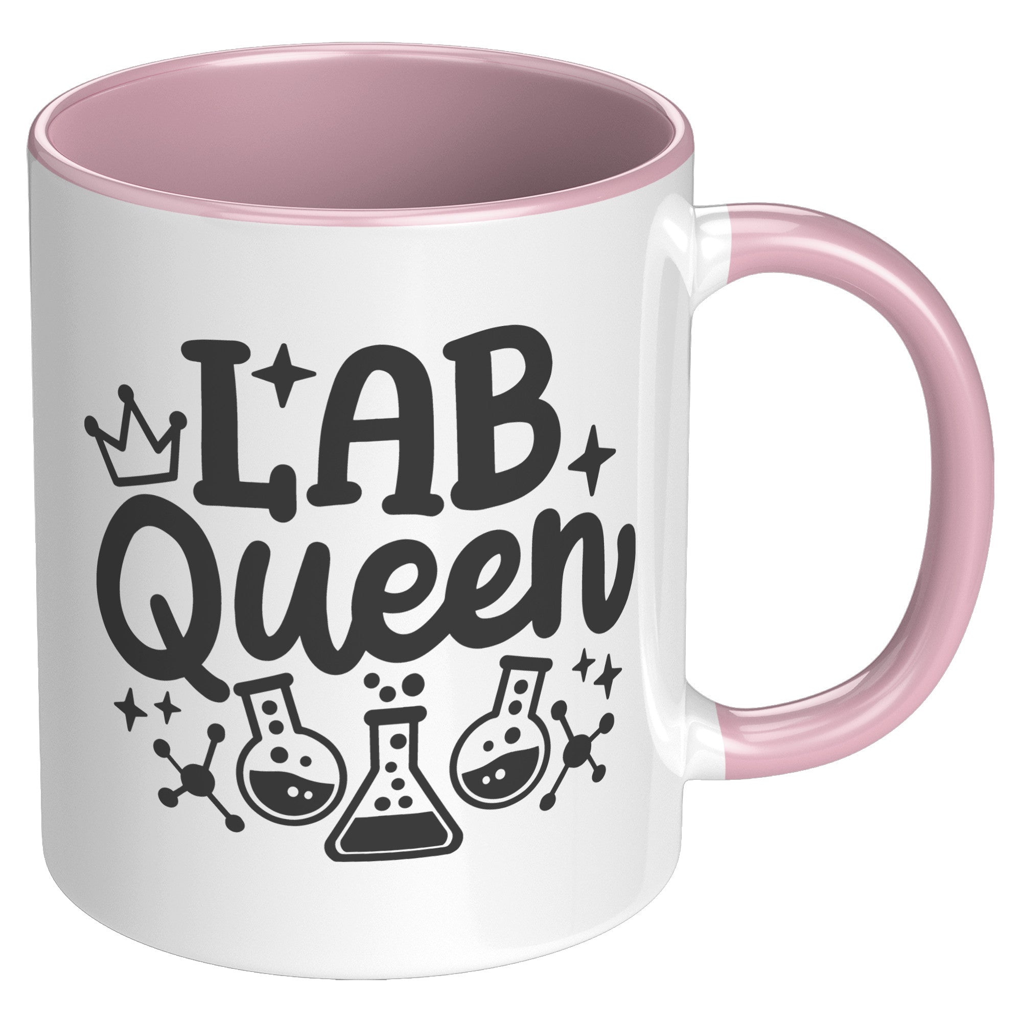 11 oz Accent Mug 'Lab Queen' with Lab Vials Design - Perfect for Science Enthusiasts and Professional Laboratory Queens