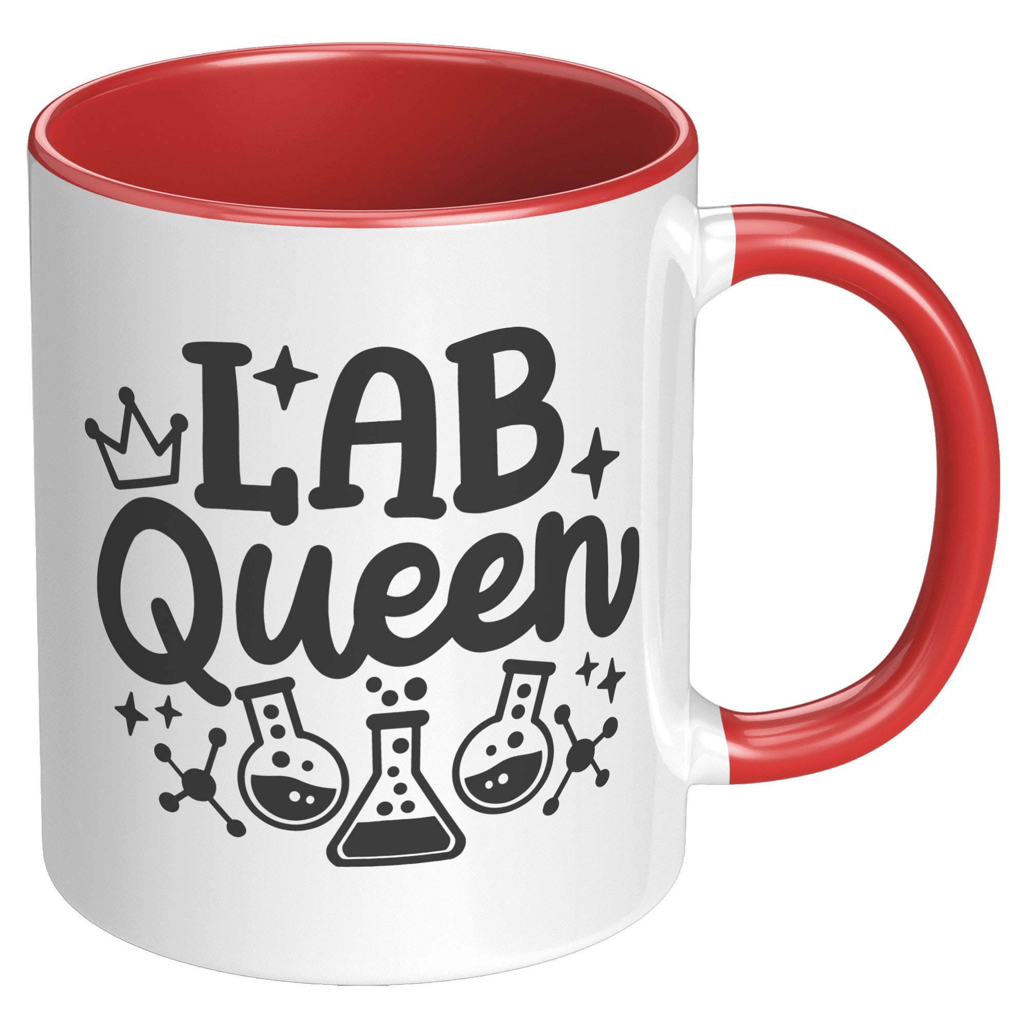 11 oz Accent Mug 'Lab Queen' with Lab Vials Design - Perfect for Science Enthusiasts and Professional Laboratory Queens