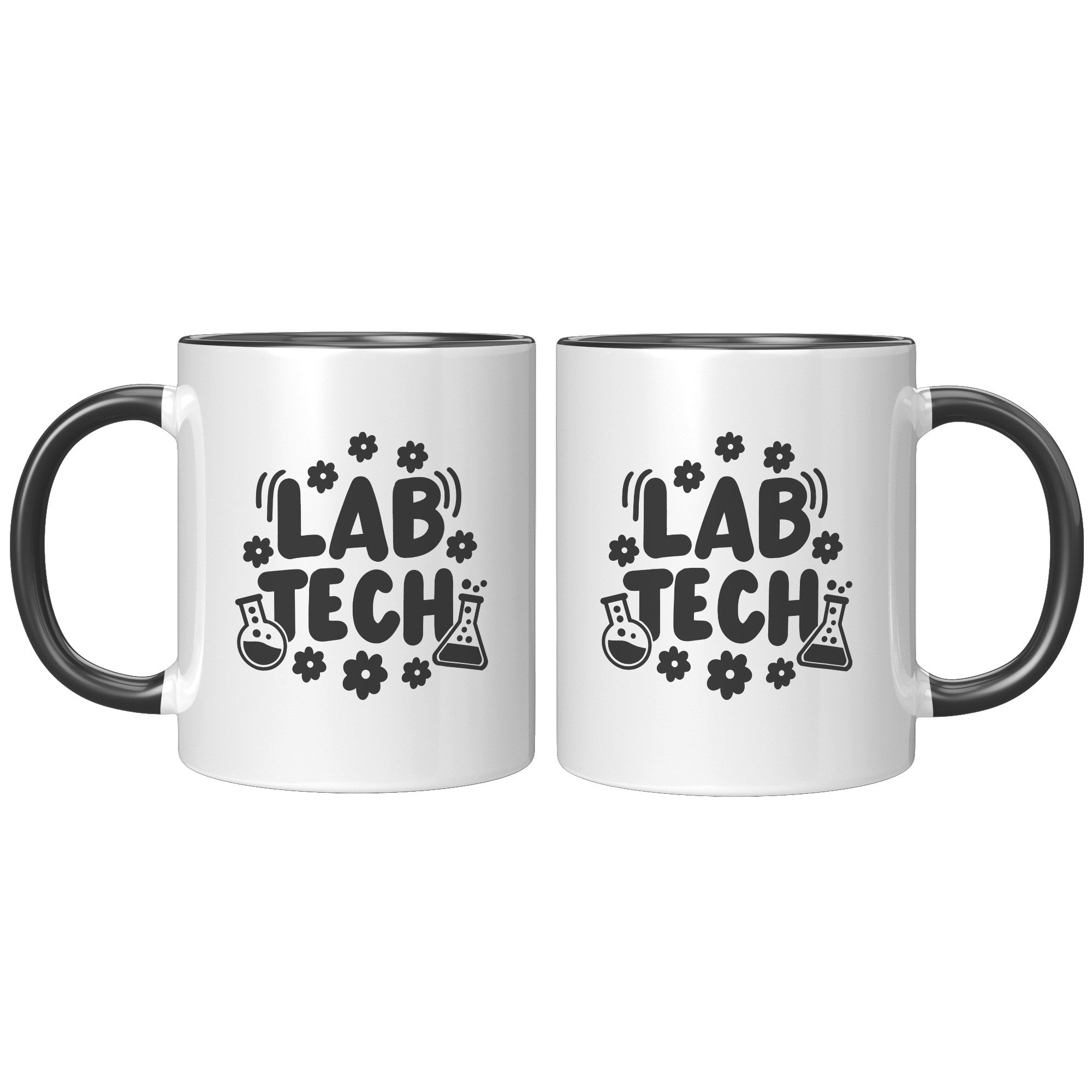 11 oz Accent Mug 'Lab Tech' with Daisies and Lab Vials Design - Charming and Functional Gift for Laboratory Technicians