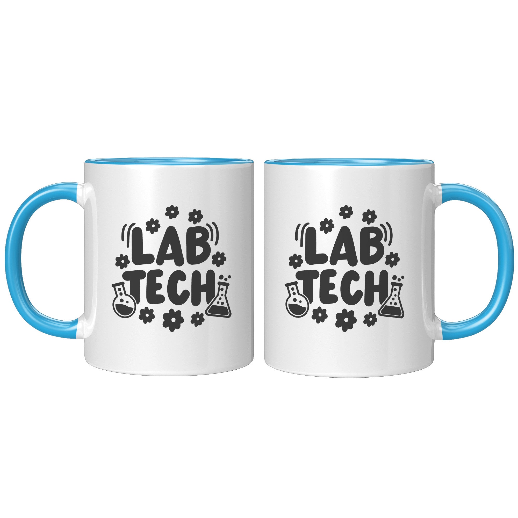 11 oz Accent Mug 'Lab Tech' with Daisies and Lab Vials Design - Charming and Functional Gift for Laboratory Technicians
