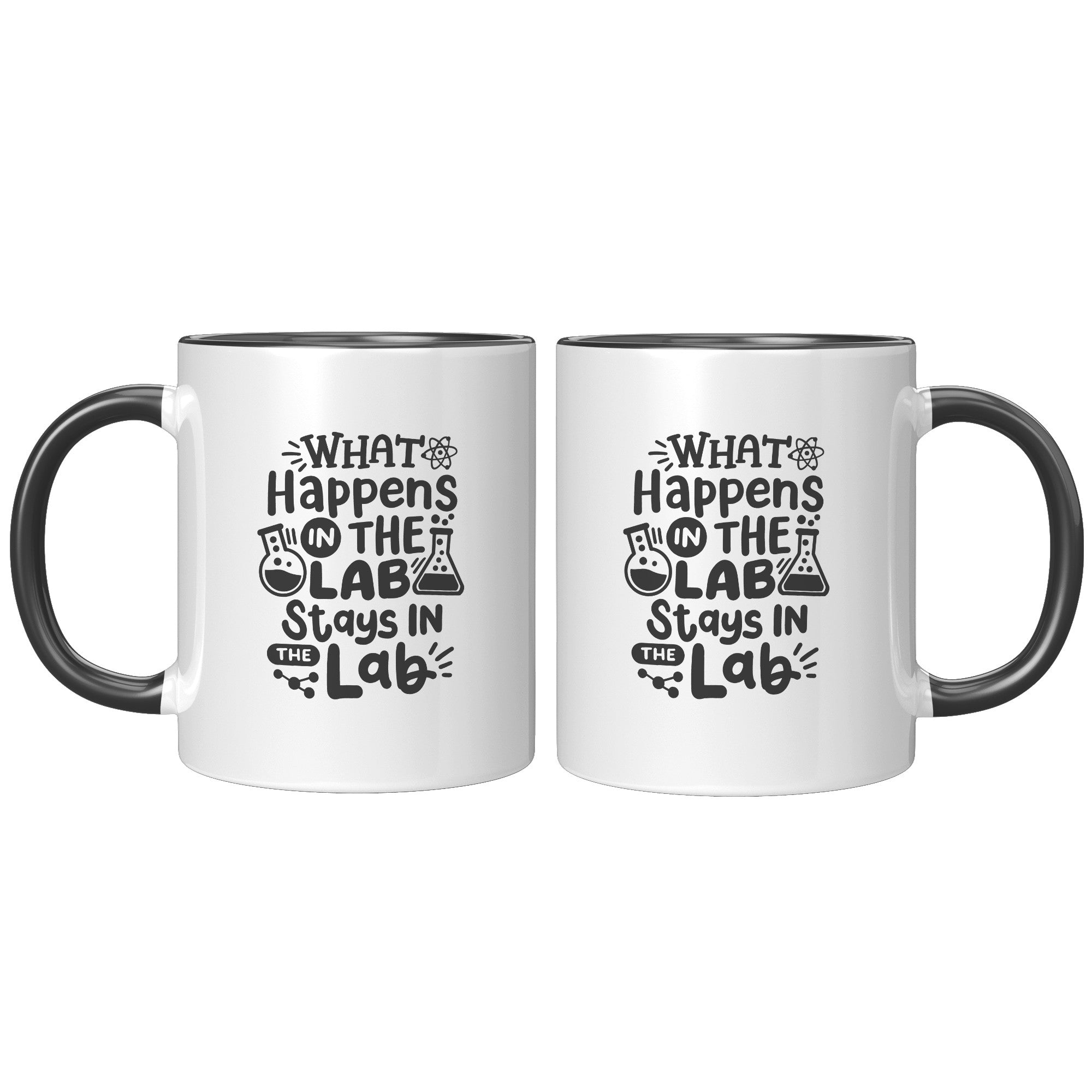 11 oz Accent Mug 'What Happens in the Lab Stays in the Lab' with Lab Vials Design - Ideal for Scientists and Lab Workers