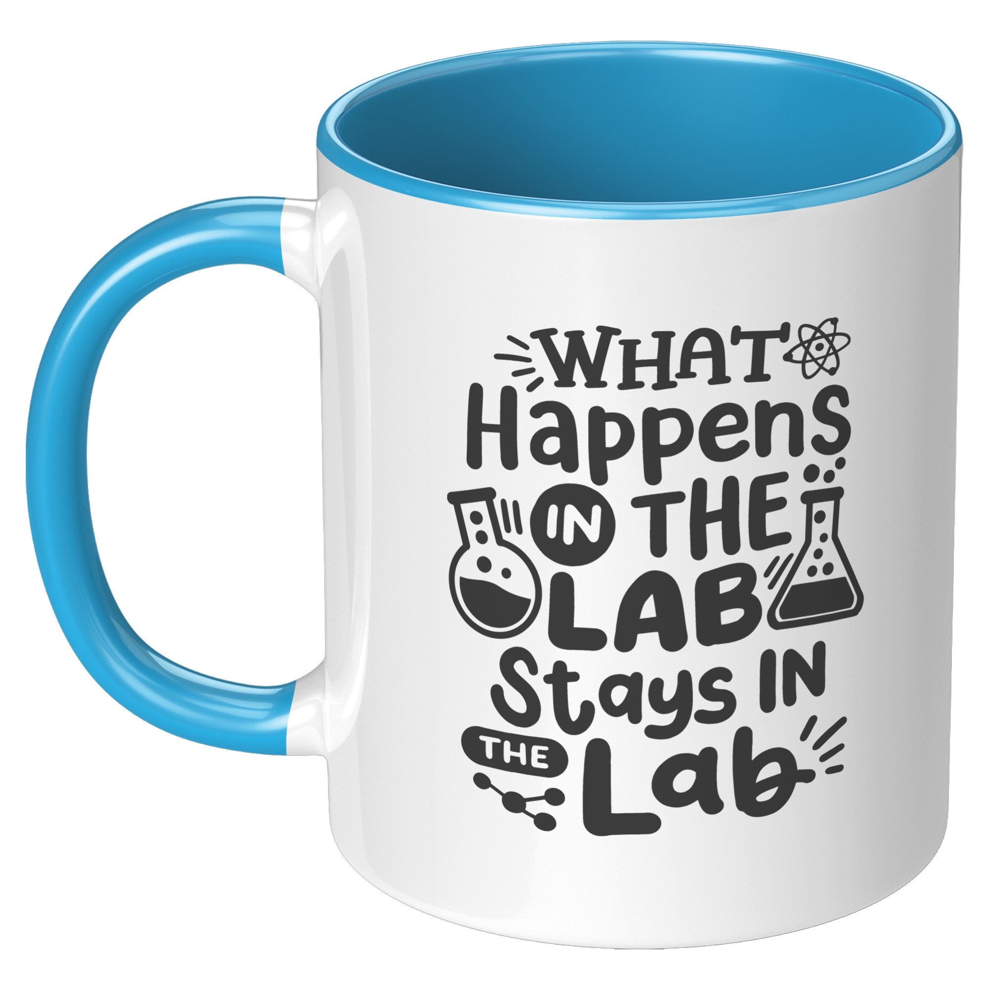 11 oz Accent Mug 'What Happens in the Lab Stays in the Lab' with Lab Vials Design - Ideal for Scientists and Lab Workers