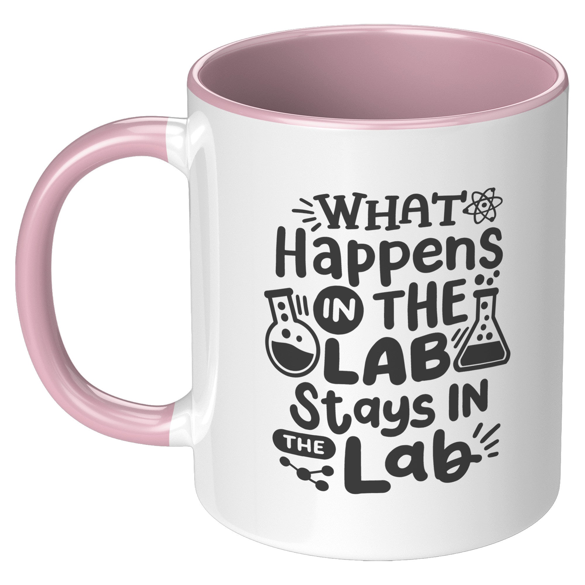11 oz Accent Mug 'What Happens in the Lab Stays in the Lab' with Lab Vials Design - Ideal for Scientists and Lab Workers