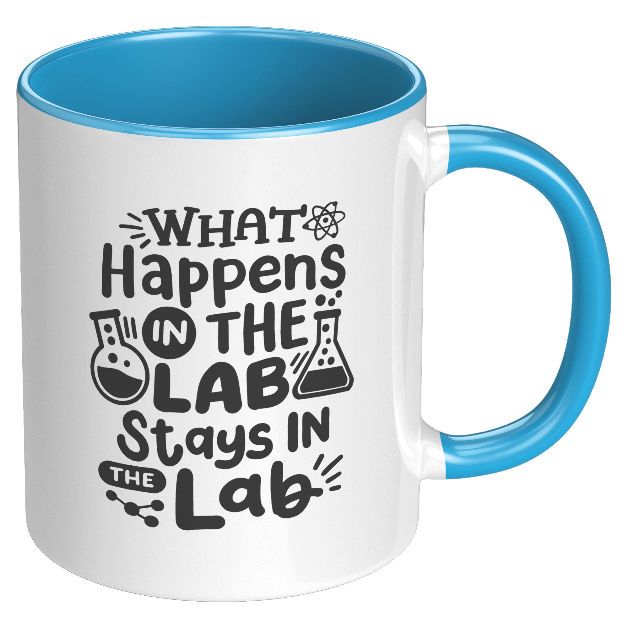 11 oz Accent Mug 'What Happens in the Lab Stays in the Lab' with Lab Vials Design - Ideal for Scientists and Lab Workers