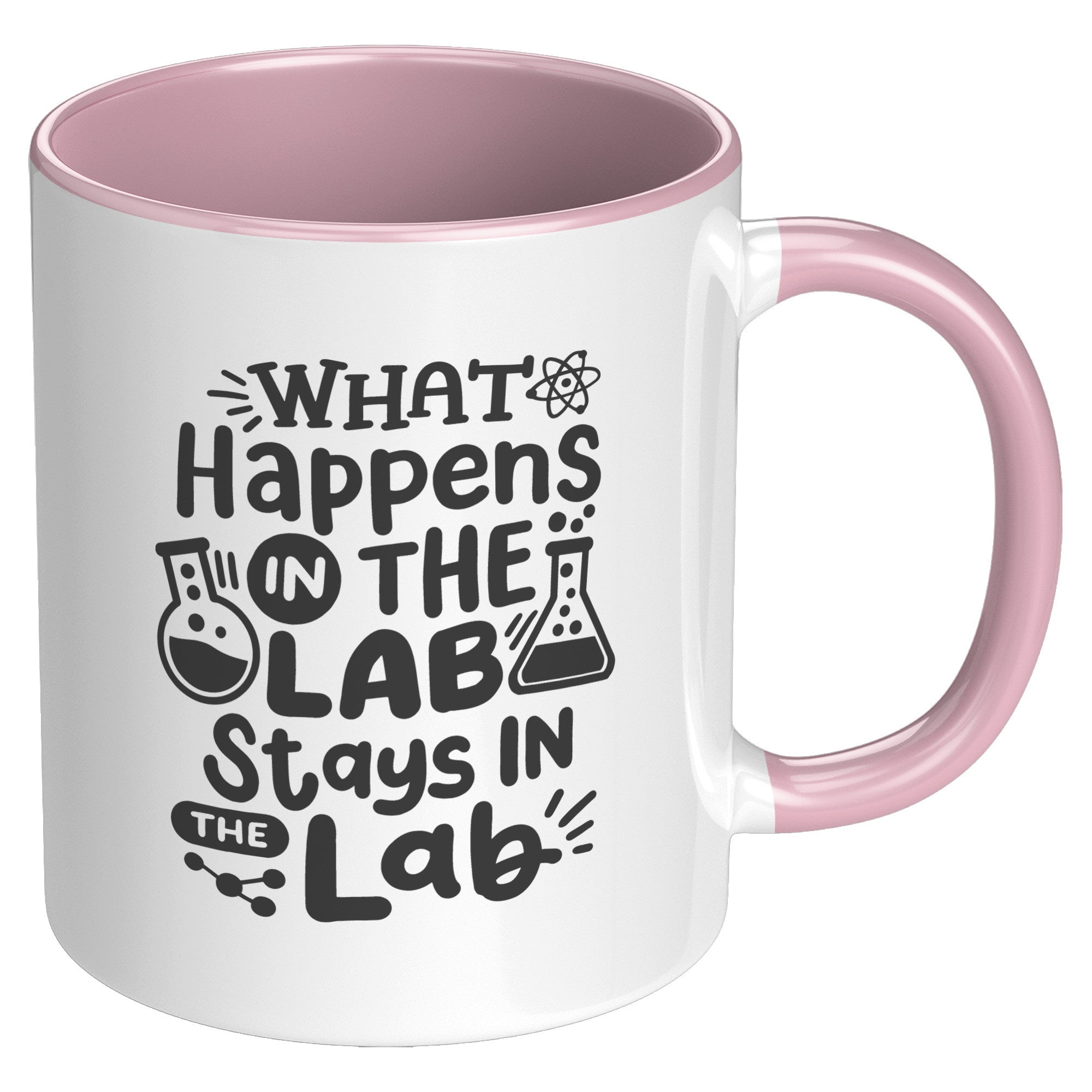 11 oz Accent Mug 'What Happens in the Lab Stays in the Lab' with Lab Vials Design - Ideal for Scientists and Lab Workers