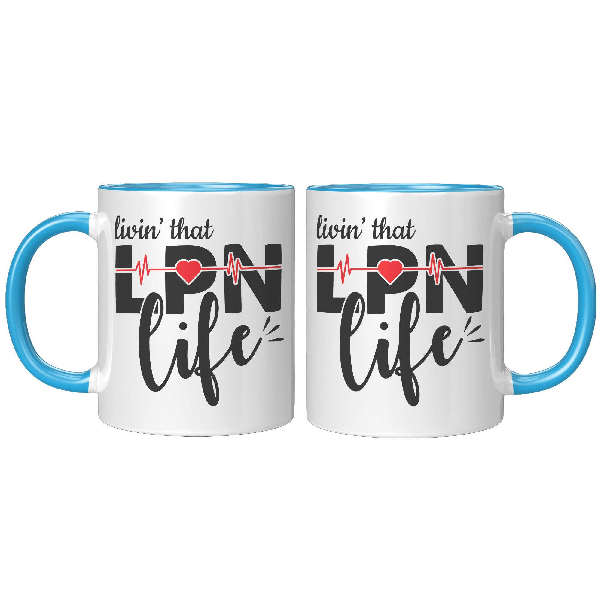 11 oz Accent Mug with EKG Monitor - 'Livin’ That LPN Life' Design - Perfect for Licensed Practical Nurses and Medical Professionals