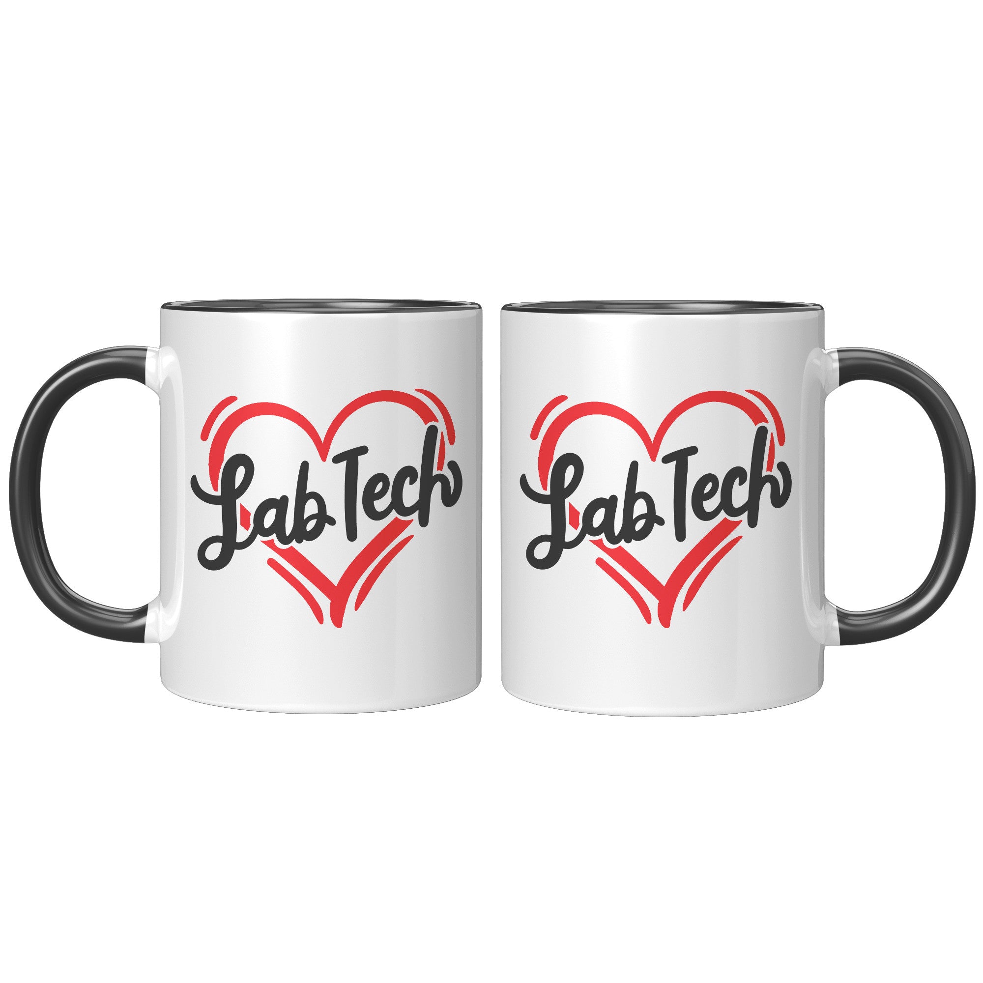 11 oz Accent Mug with 'Lab Tech' Inside a Heart - Perfect for Laboratory Technicians, Stylish and Heartfelt Gift