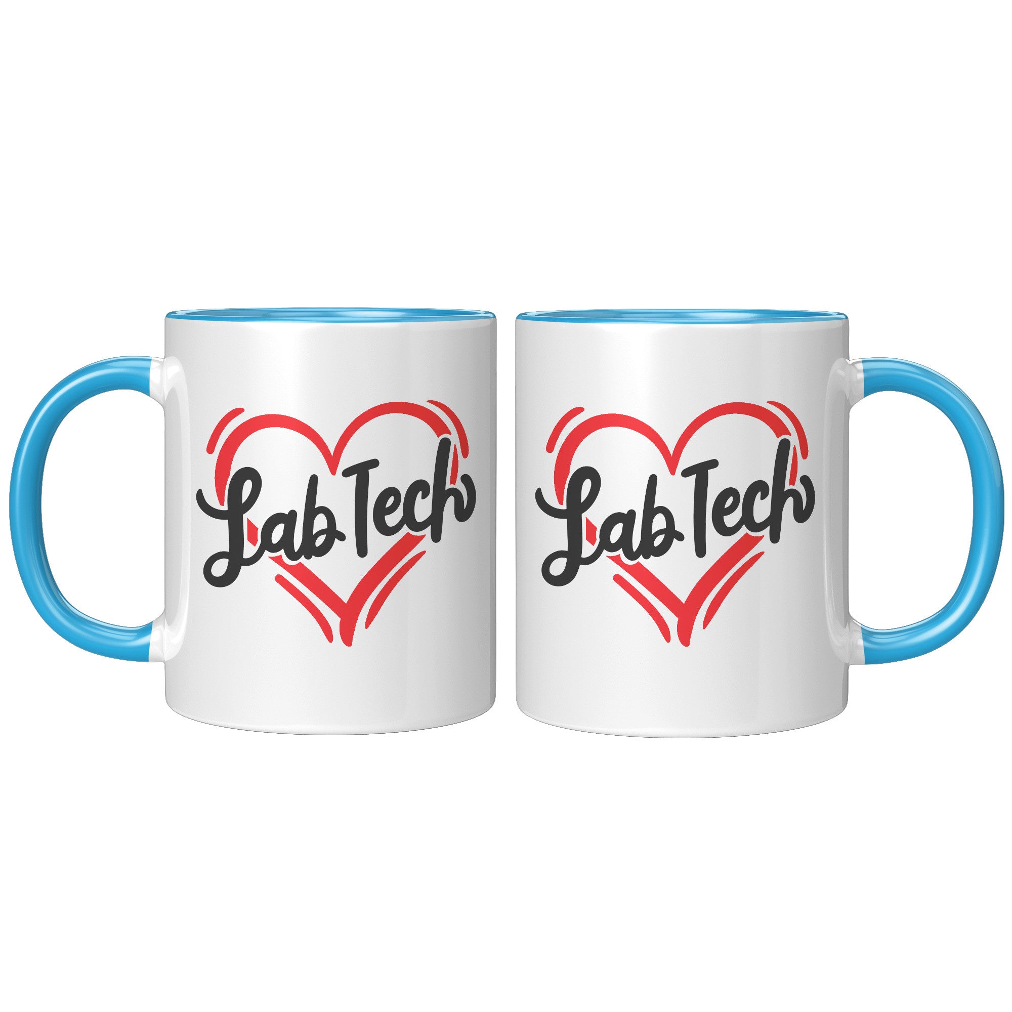 11 oz Accent Mug with 'Lab Tech' Inside a Heart - Perfect for Laboratory Technicians, Stylish and Heartfelt Gift