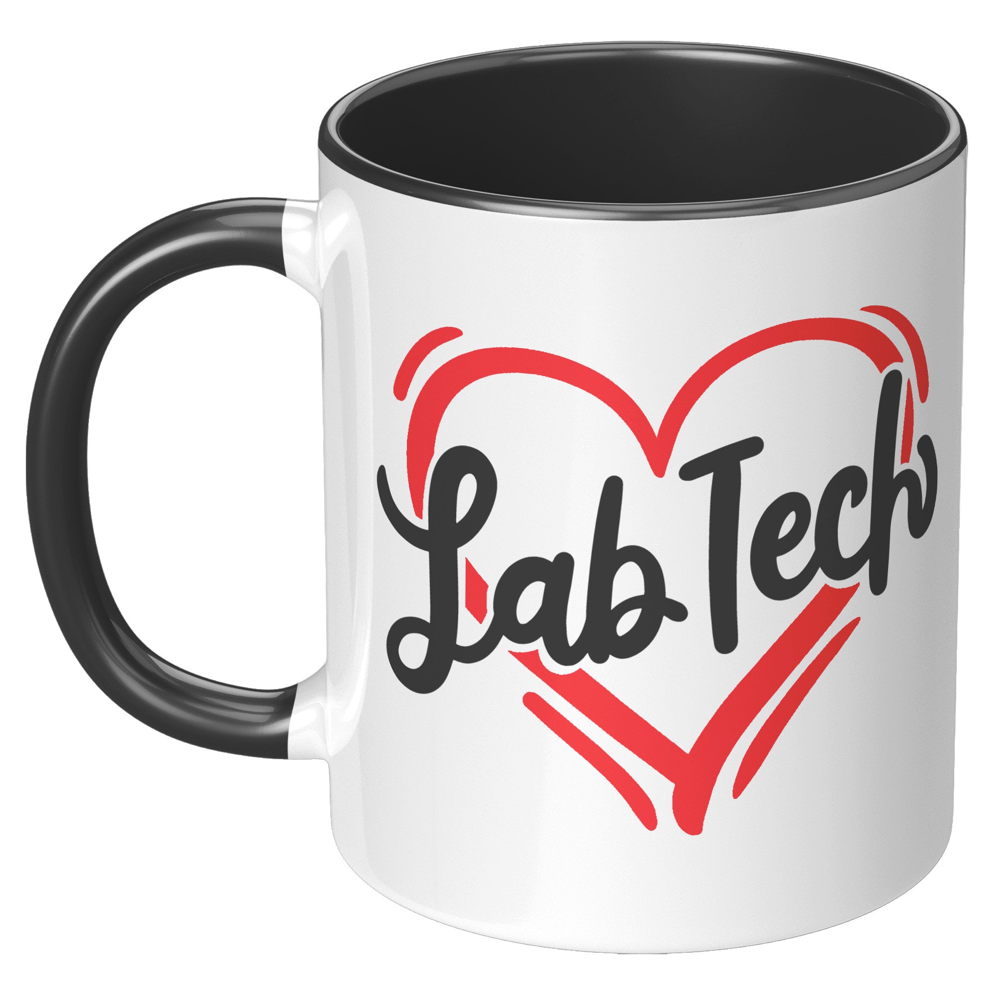 11 oz Accent Mug with 'Lab Tech' Inside a Heart - Perfect for Laboratory Technicians, Stylish and Heartfelt Gift