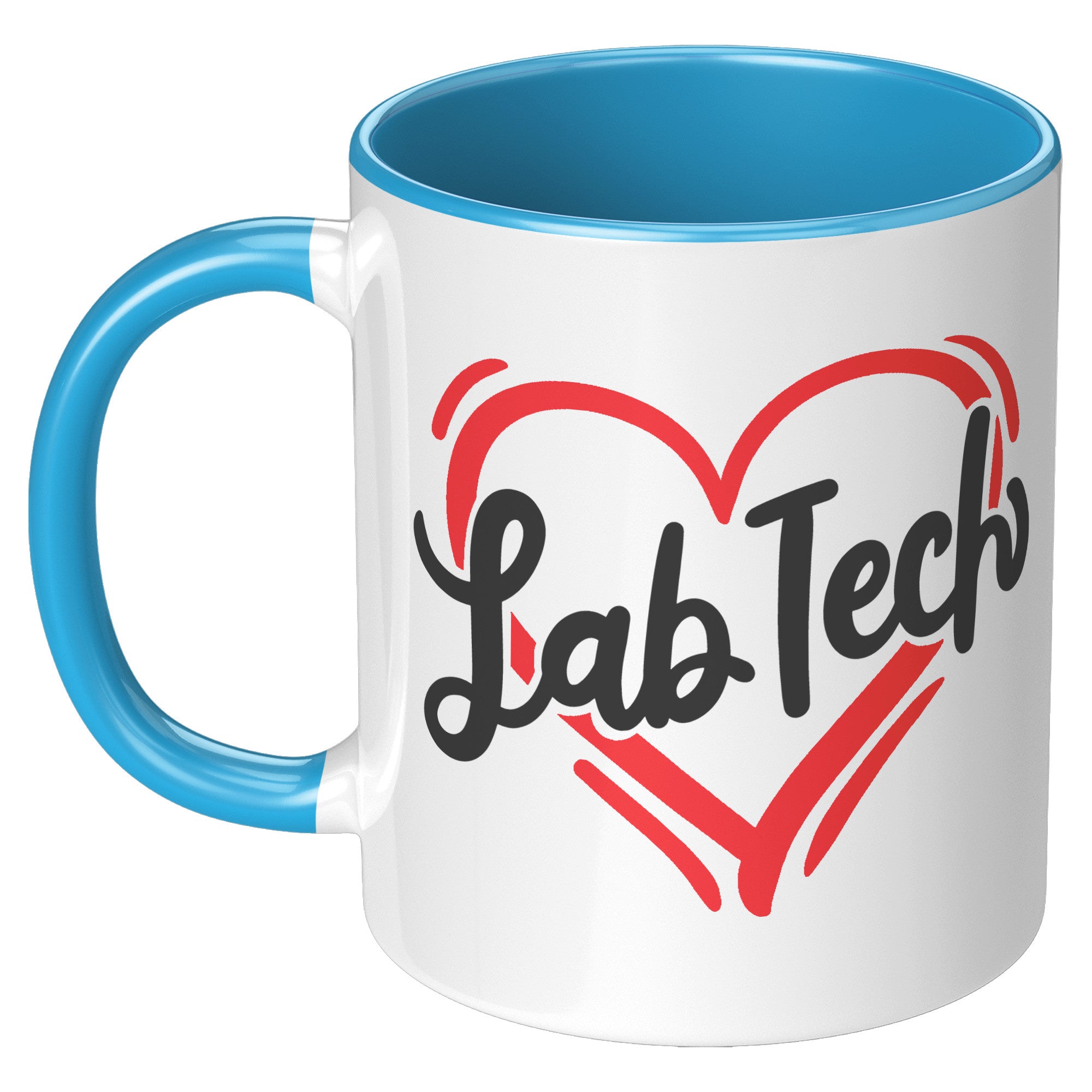 11 oz Accent Mug with 'Lab Tech' Inside a Heart - Perfect for Laboratory Technicians, Stylish and Heartfelt Gift