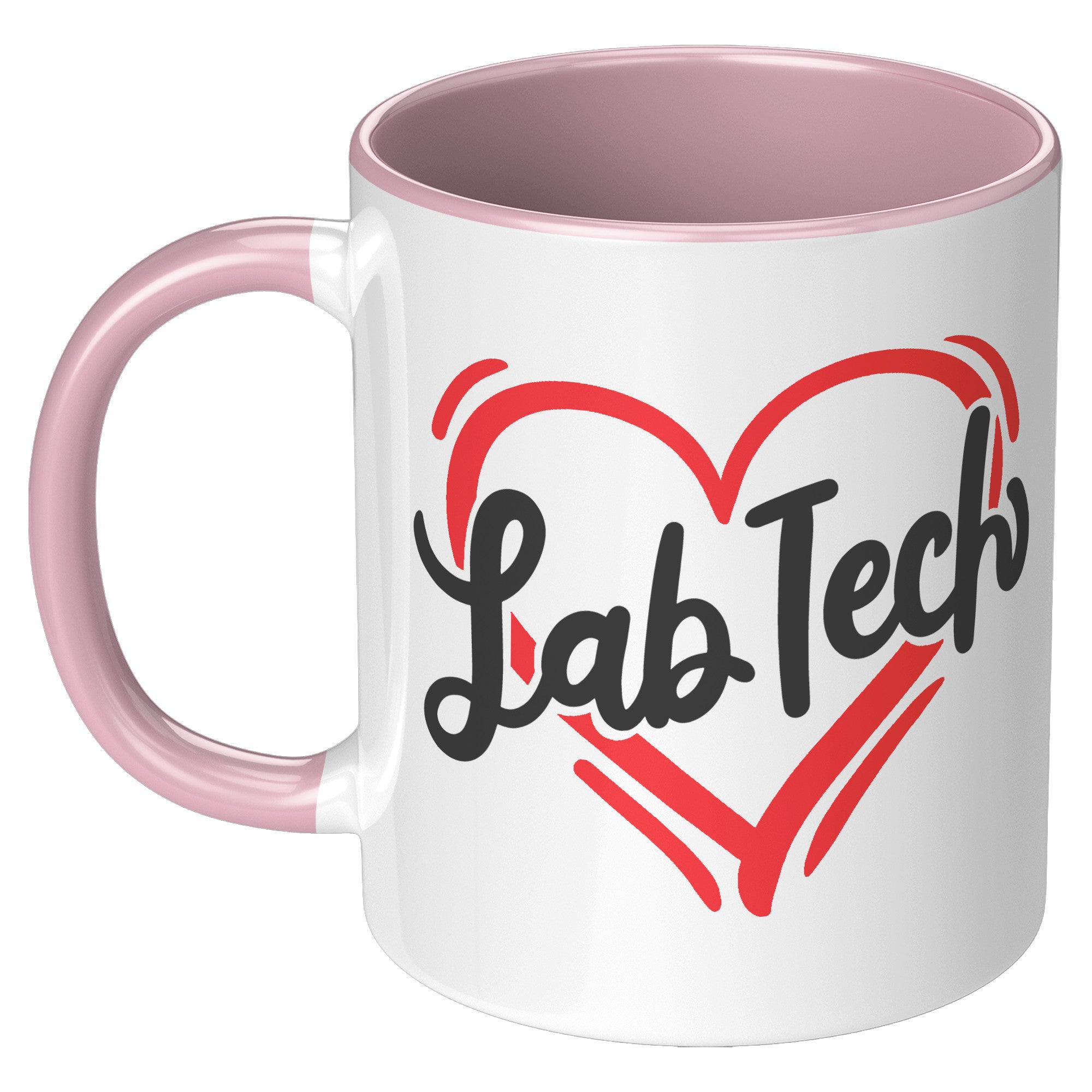 11 oz Accent Mug with 'Lab Tech' Inside a Heart - Perfect for Laboratory Technicians, Stylish and Heartfelt Gift