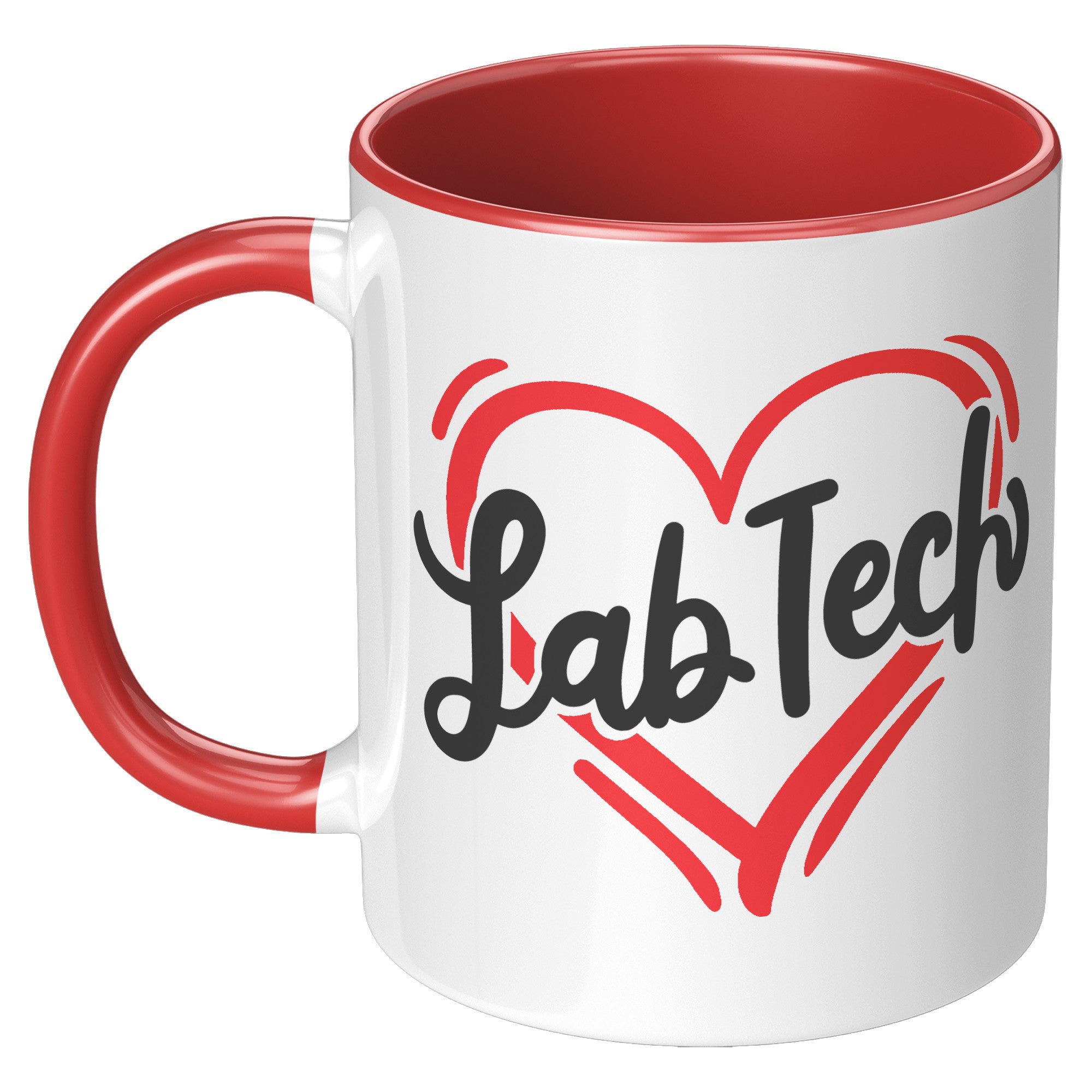 11 oz Accent Mug with 'Lab Tech' Inside a Heart - Perfect for Laboratory Technicians, Stylish and Heartfelt Gift