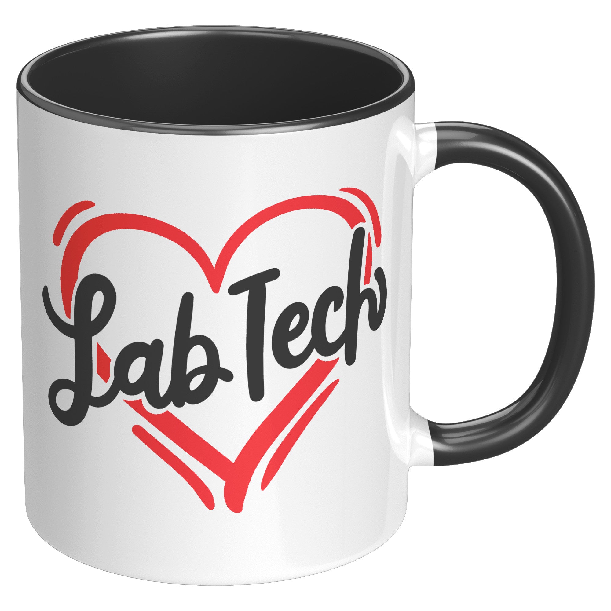 11 oz Accent Mug with 'Lab Tech' Inside a Heart - Perfect for Laboratory Technicians, Stylish and Heartfelt Gift
