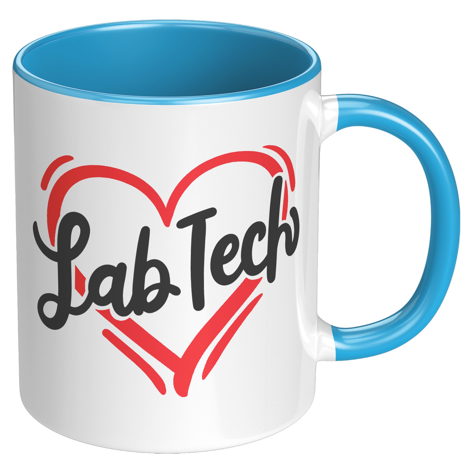 11 oz Accent Mug with 'Lab Tech' Inside a Heart - Perfect for Laboratory Technicians, Stylish and Heartfelt Gift