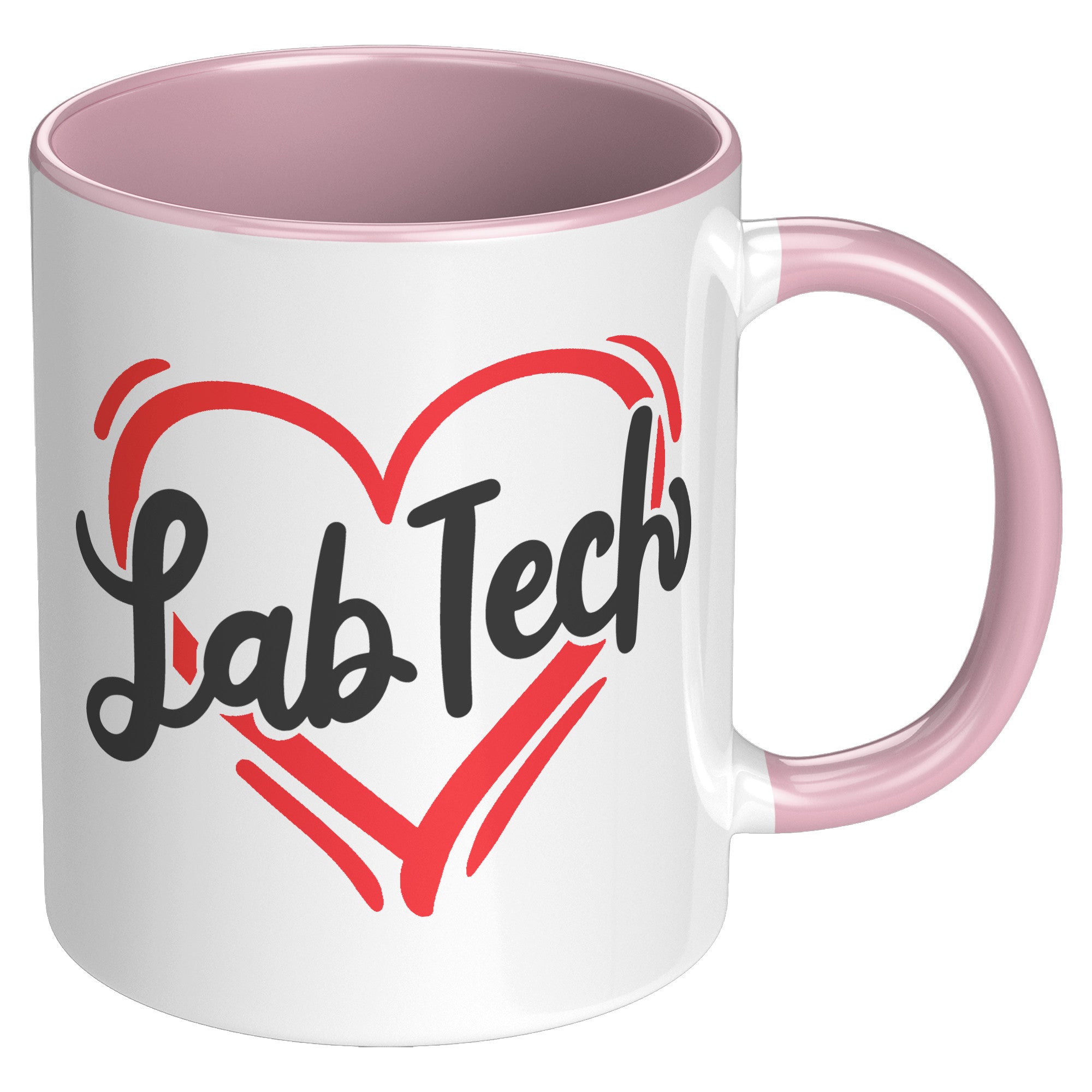 11 oz Accent Mug with 'Lab Tech' Inside a Heart - Perfect for Laboratory Technicians, Stylish and Heartfelt Gift