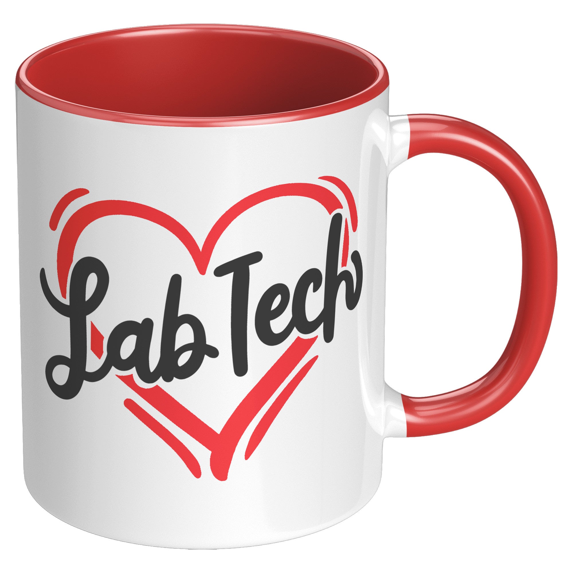 11 oz Accent Mug with 'Lab Tech' Inside a Heart - Perfect for Laboratory Technicians, Stylish and Heartfelt Gift