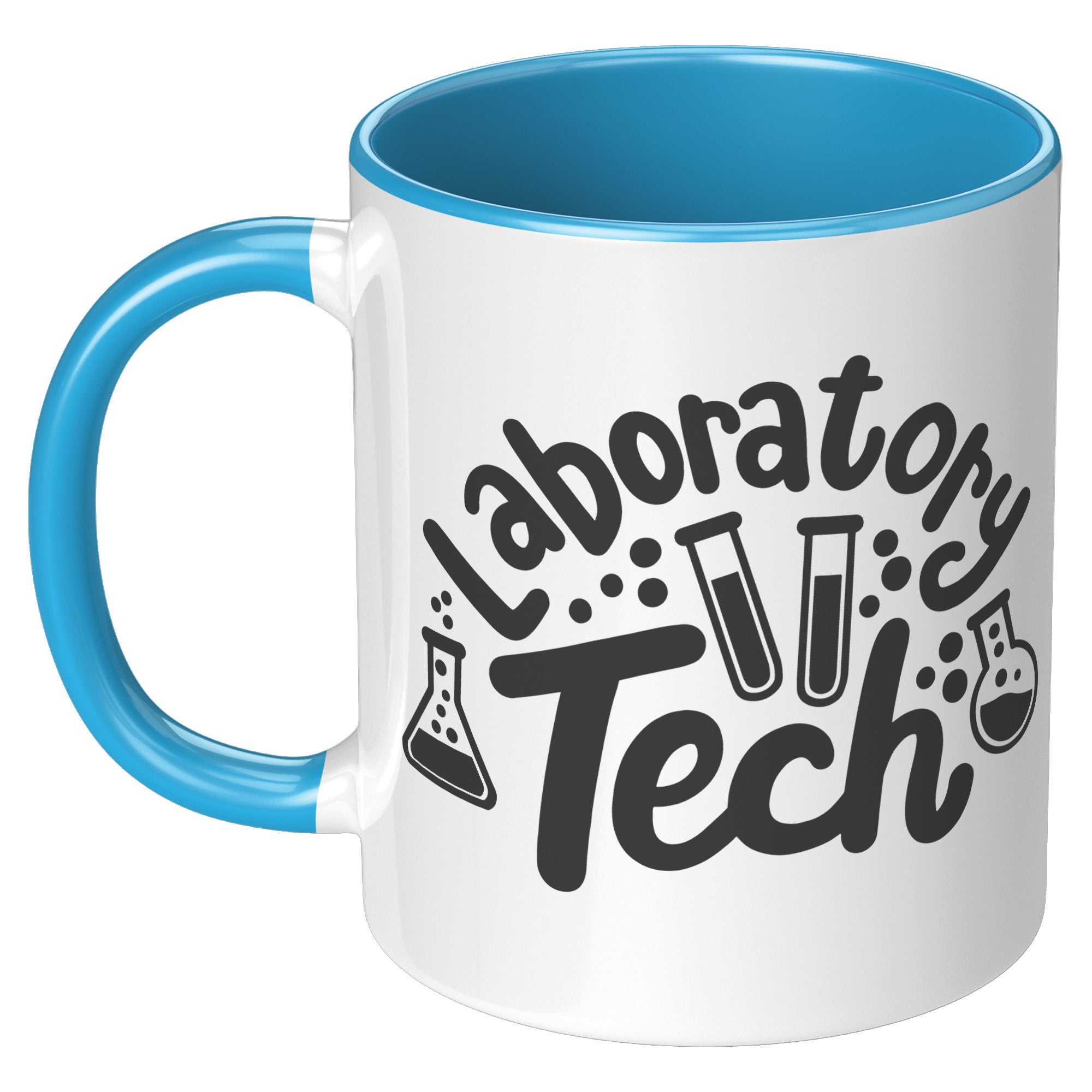 11 oz Accent Mug with Lab Vials - 'Laboratory Tech' Design - Perfect for Science Enthusiasts and Professional Laboratory Technicians