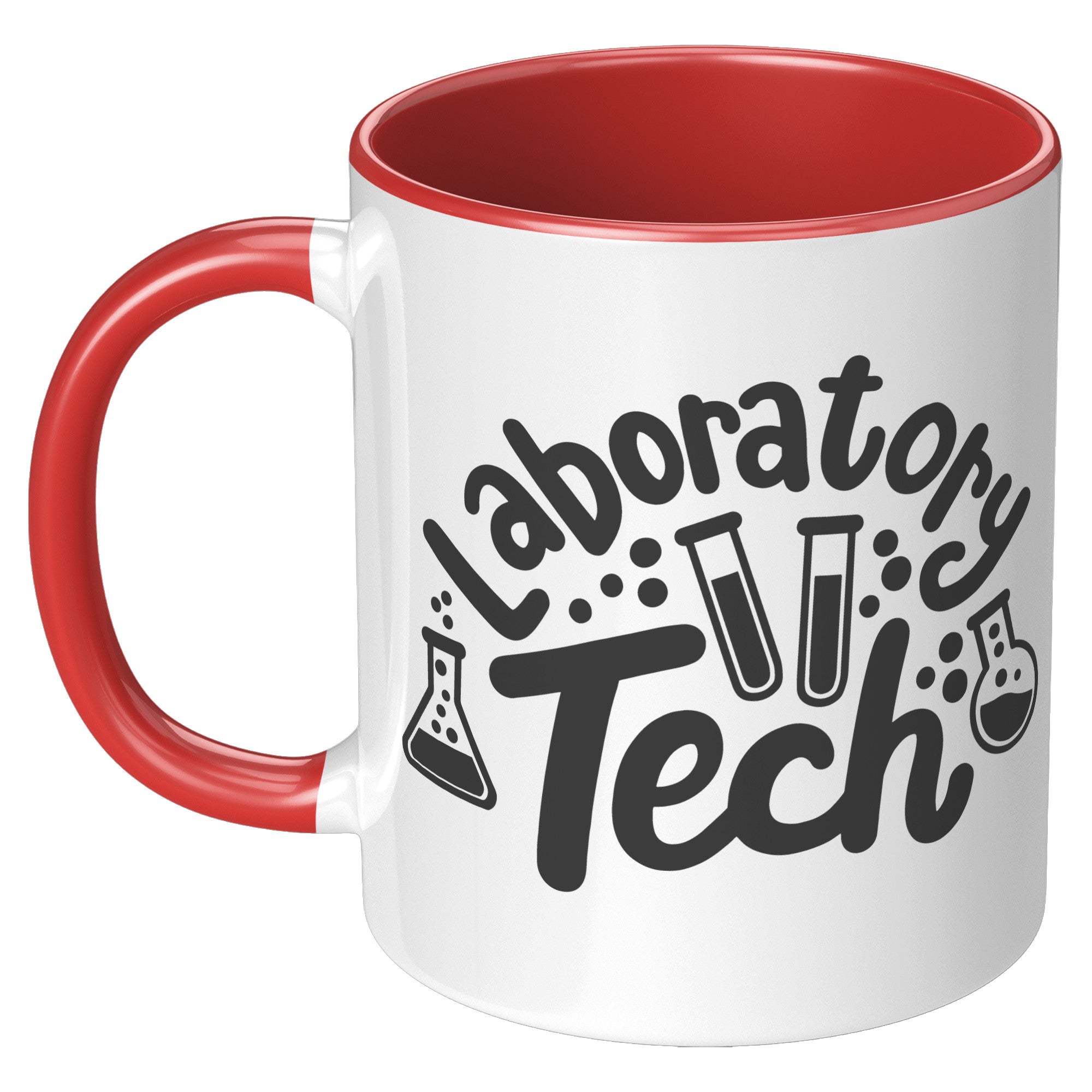 11 oz Accent Mug with Lab Vials - 'Laboratory Tech' Design - Perfect for Science Enthusiasts and Professional Laboratory Technicians