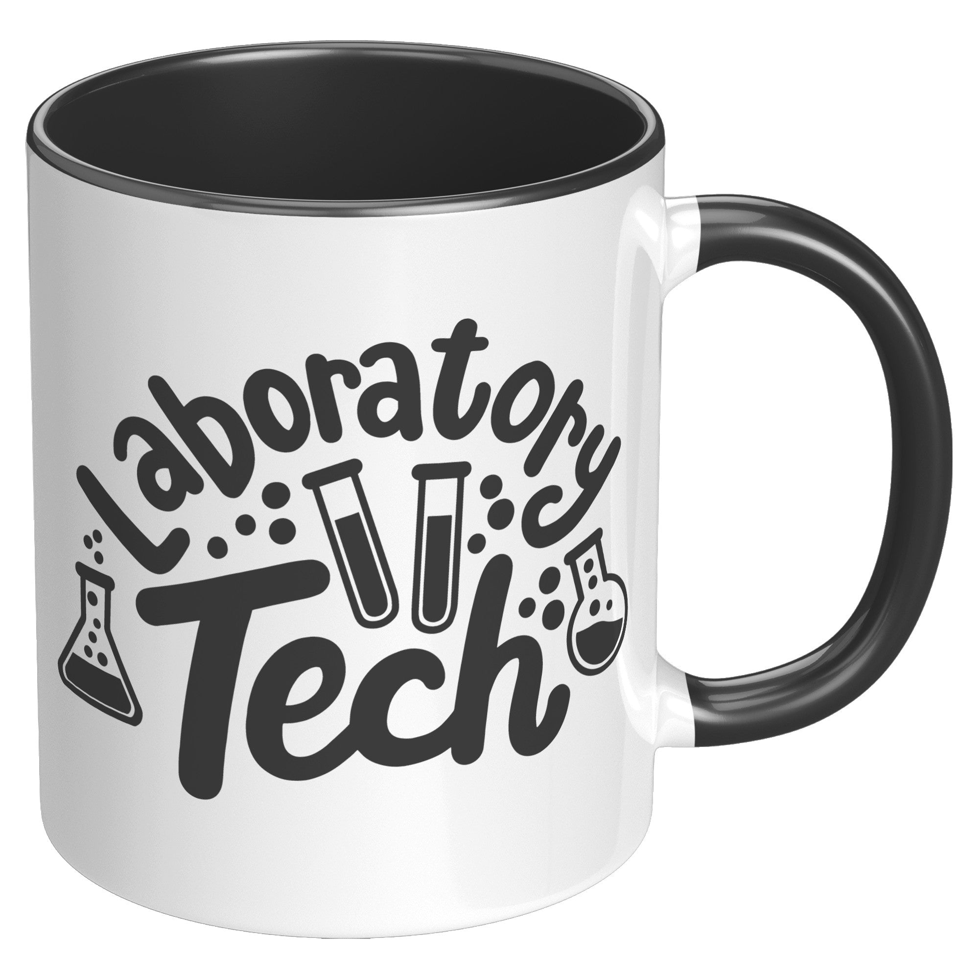 11 oz Accent Mug with Lab Vials - 'Laboratory Tech' Design - Perfect for Science Enthusiasts and Professional Laboratory Technicians