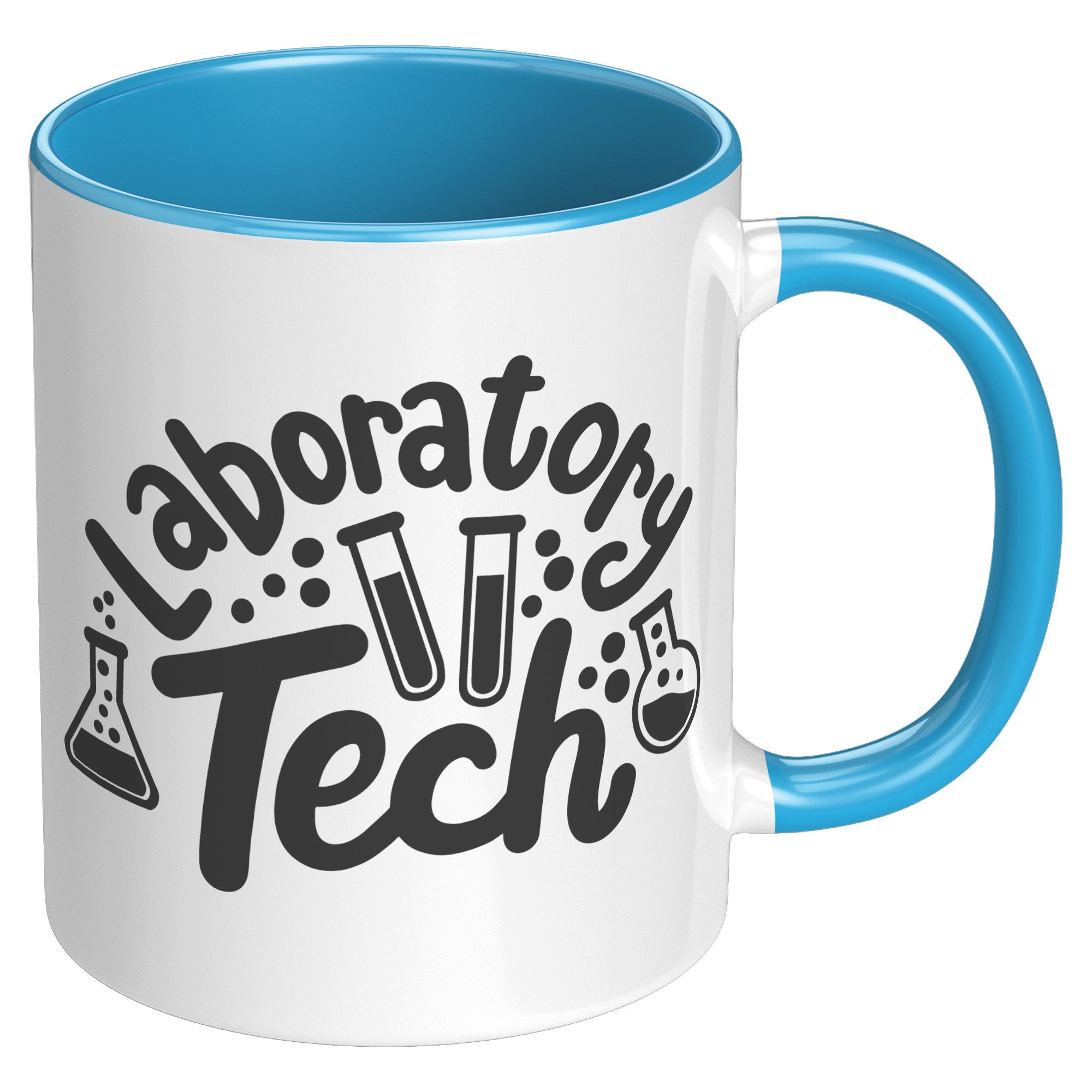 11 oz Accent Mug with Lab Vials - 'Laboratory Tech' Design - Perfect for Science Enthusiasts and Professional Laboratory Technicians