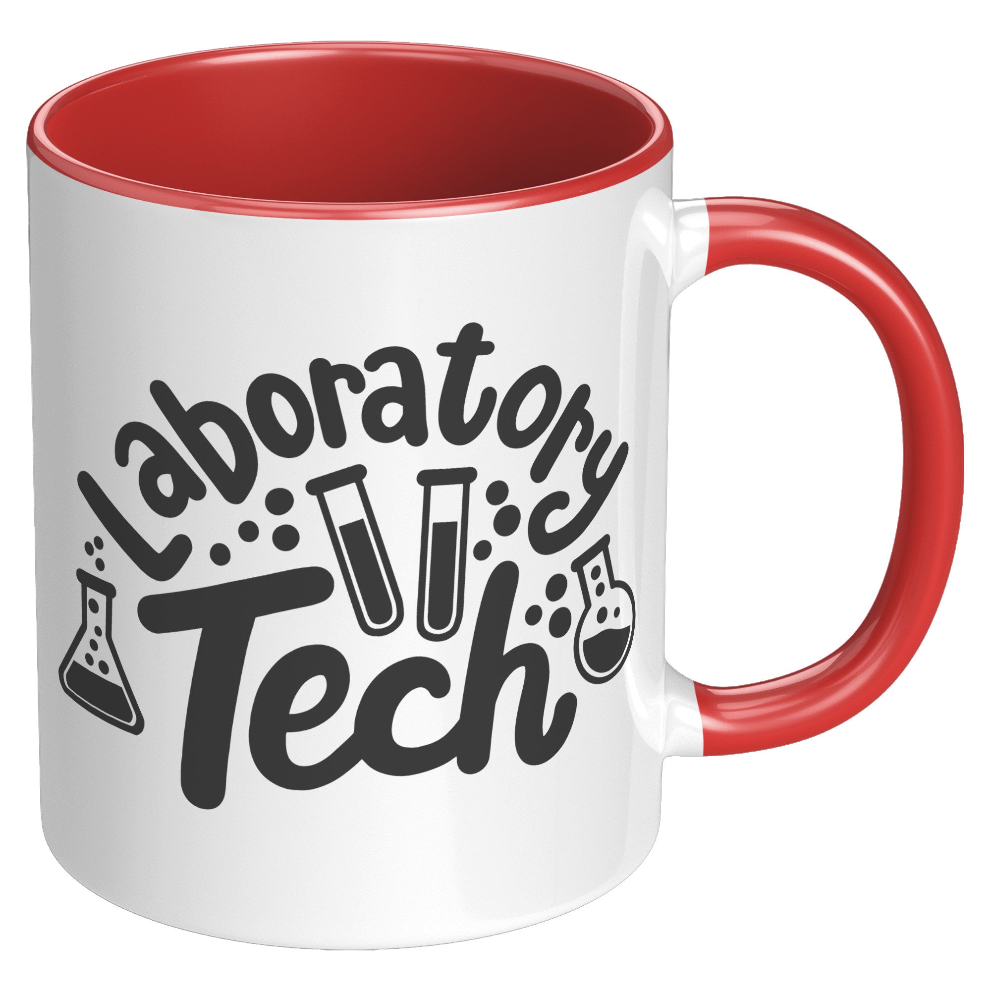 11 oz Accent Mug with Lab Vials - 'Laboratory Tech' Design - Perfect for Science Enthusiasts and Professional Laboratory Technicians