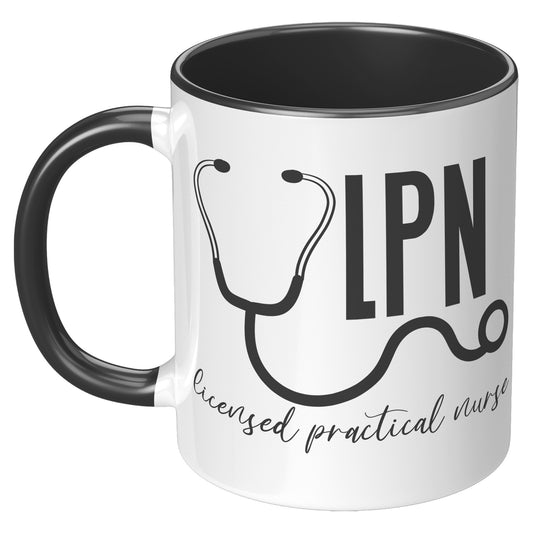 11 oz Accent Mug with Stethoscope Design - 'Licensed Practical Nurse' - Ideal for LPNs, Perfect for Coffee and Tea