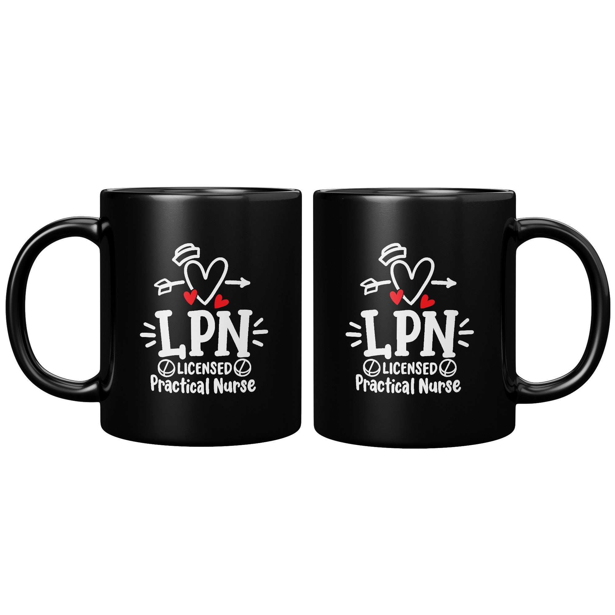 11 oz Black Coffee Mug with 'LPN Life' Design Featuring Needle, Pill, and Stethoscope - Ideal Gift for Licensed Practical Nurses