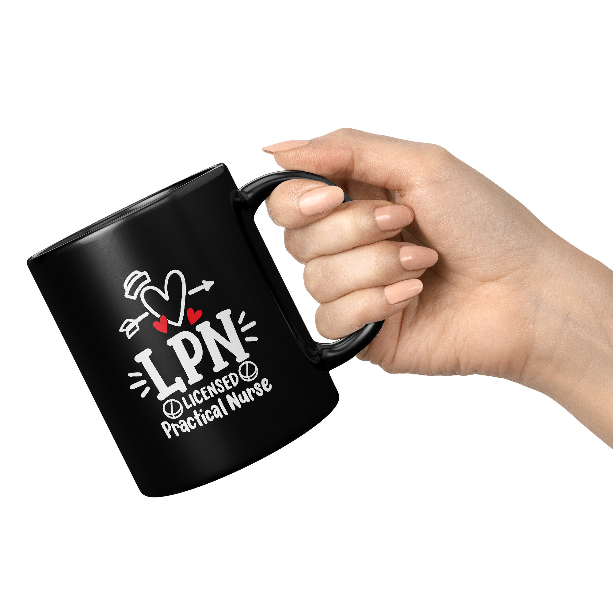 11 oz Black Coffee Mug with 'LPN Life' Design Featuring Needle, Pill, and Stethoscope - Ideal Gift for Licensed Practical Nurses