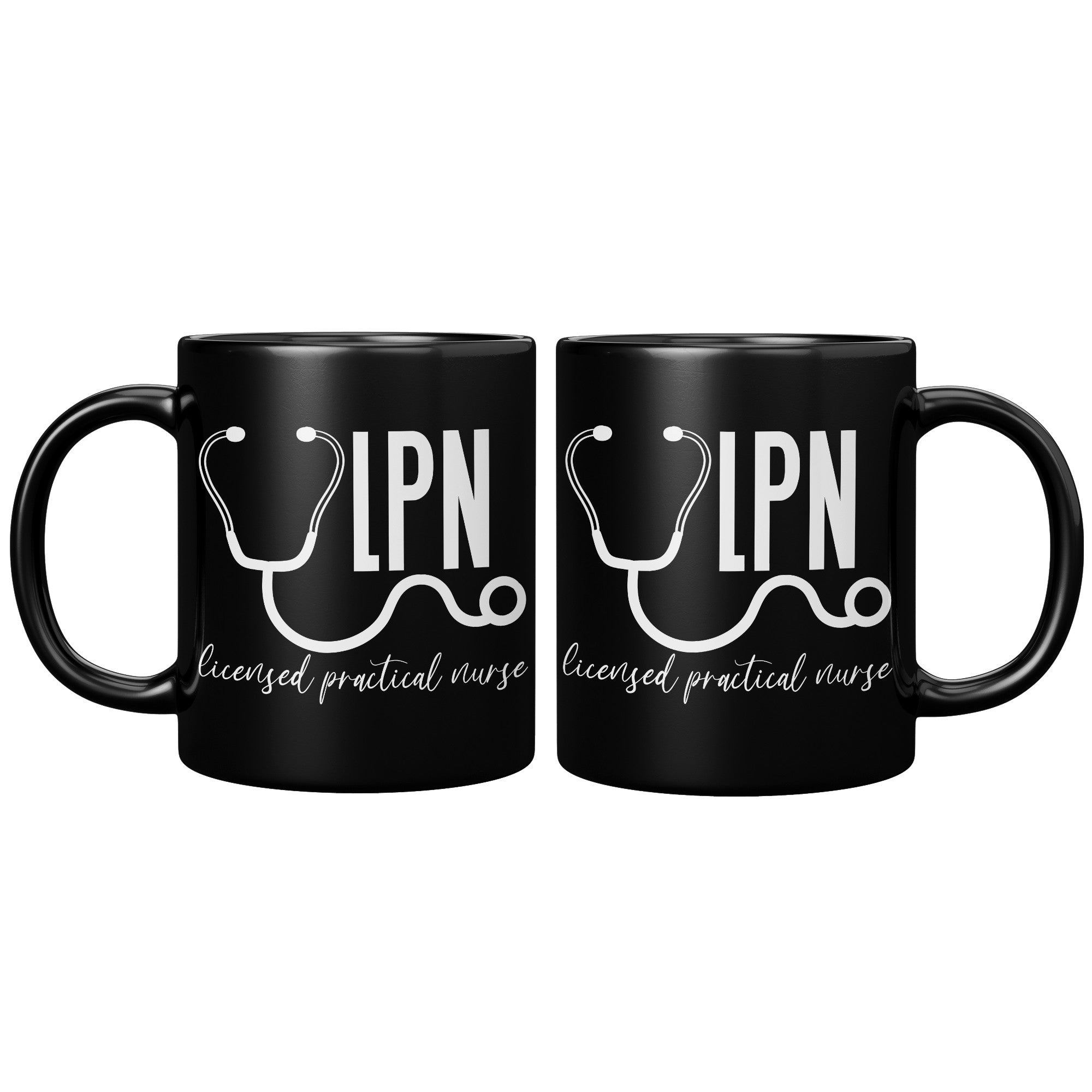 11 oz Black Coffee Mug with 'Licensed Practical Nurse' and Stethoscope Design - Perfect LPN Gift