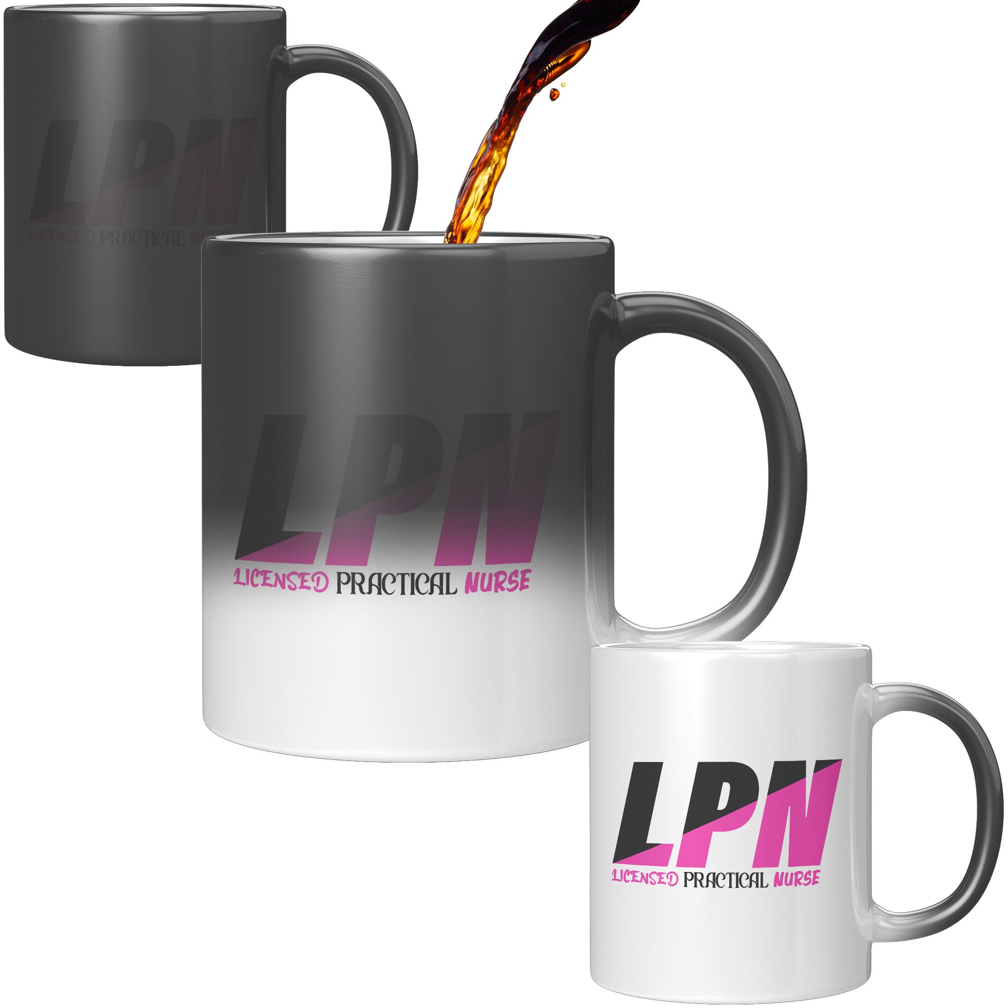 11 oz Black & Fuchsia 'Licensed Practical Nurse' Magic Mug - Stylish LPN Nurse Gift