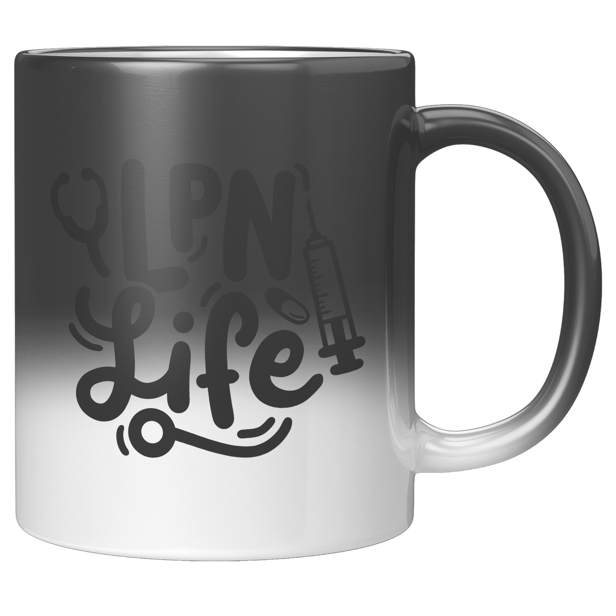 11 oz 'LPN Life' Magic Mug with Needle, Pill, and Stethoscope Design - Perfect for Licensed Practical Nurses