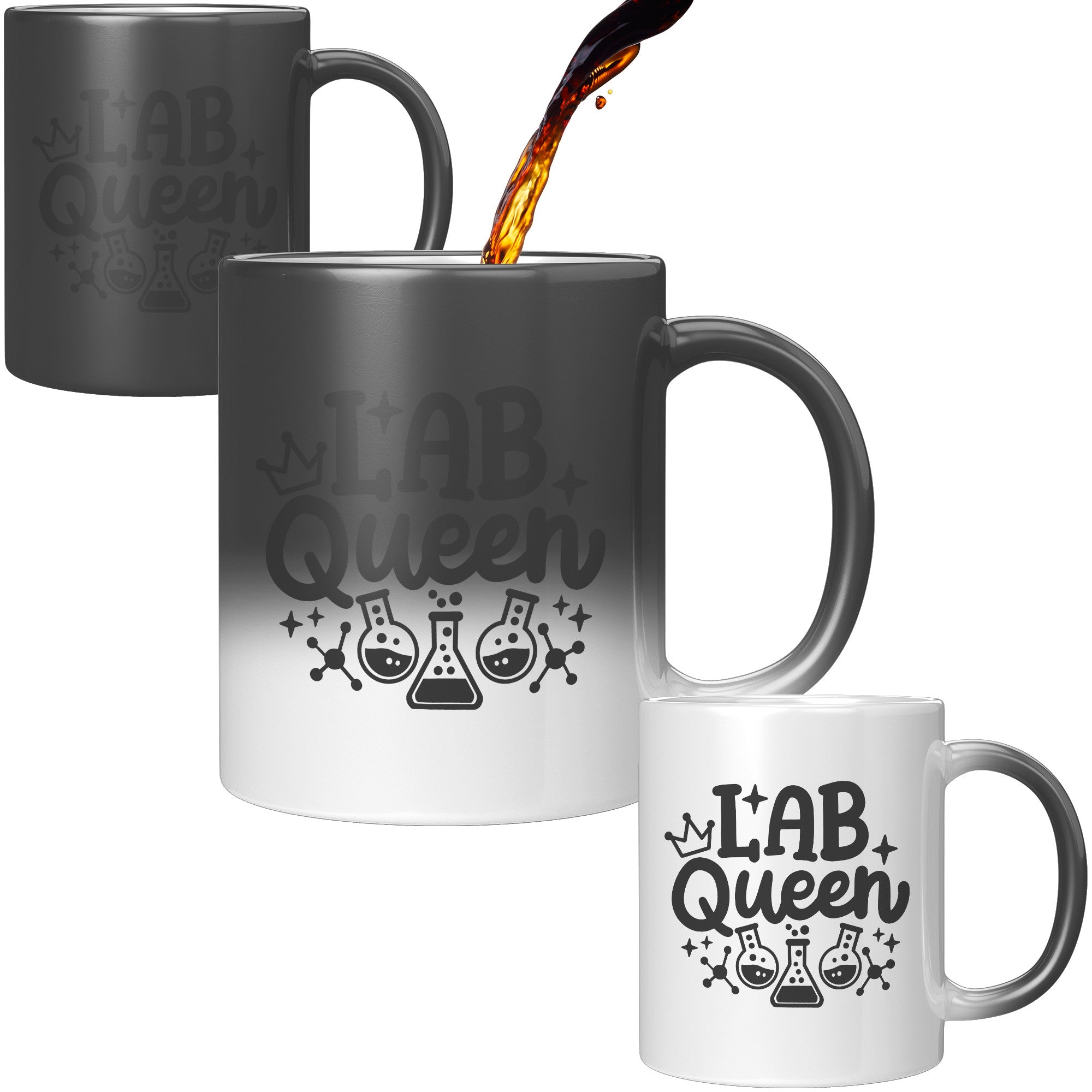 11 oz 'Lab Queen' Magic Mug with Lab Vial Designs - Perfect for Laboratory Royalty