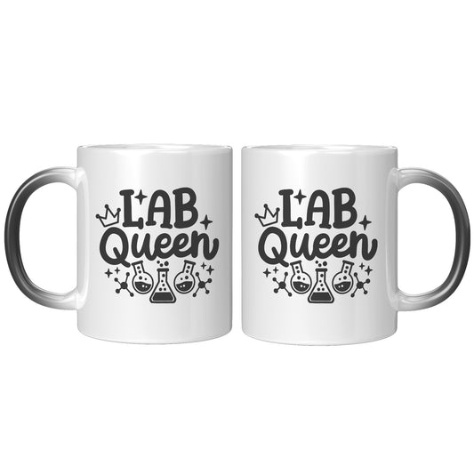 11 oz 'Lab Queen' Magic Mug with Lab Vial Designs - Perfect for Laboratory Royalty