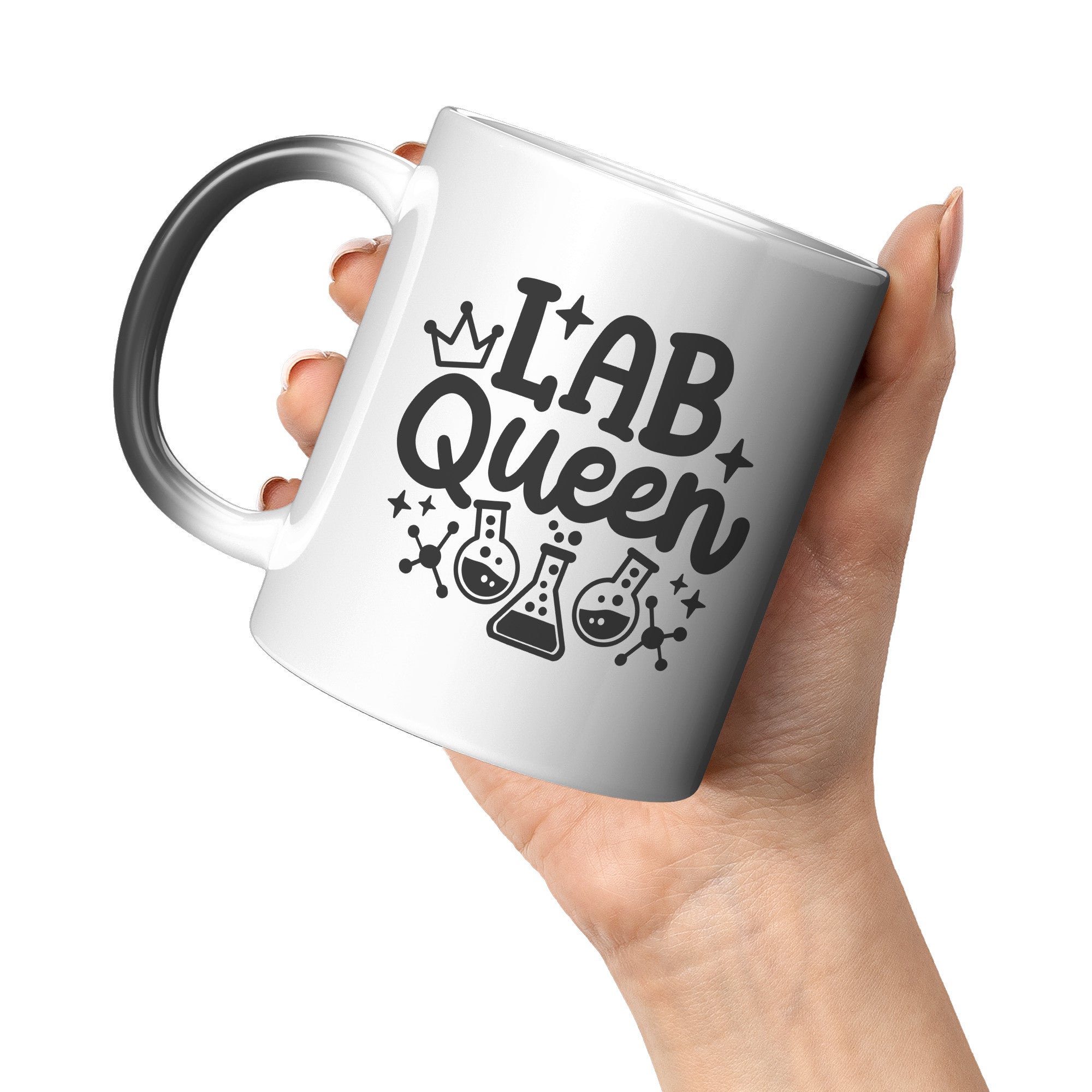 11 oz 'Lab Queen' Magic Mug with Lab Vial Designs - Perfect for Laboratory Royalty