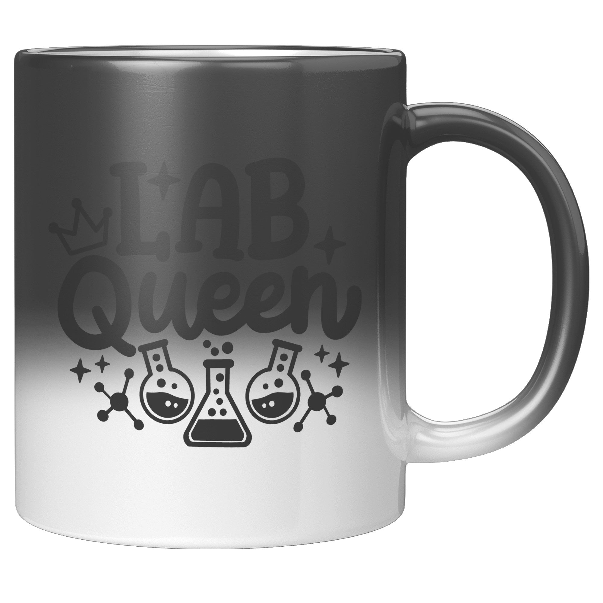 11 oz 'Lab Queen' Magic Mug with Lab Vial Designs - Perfect for Laboratory Royalty