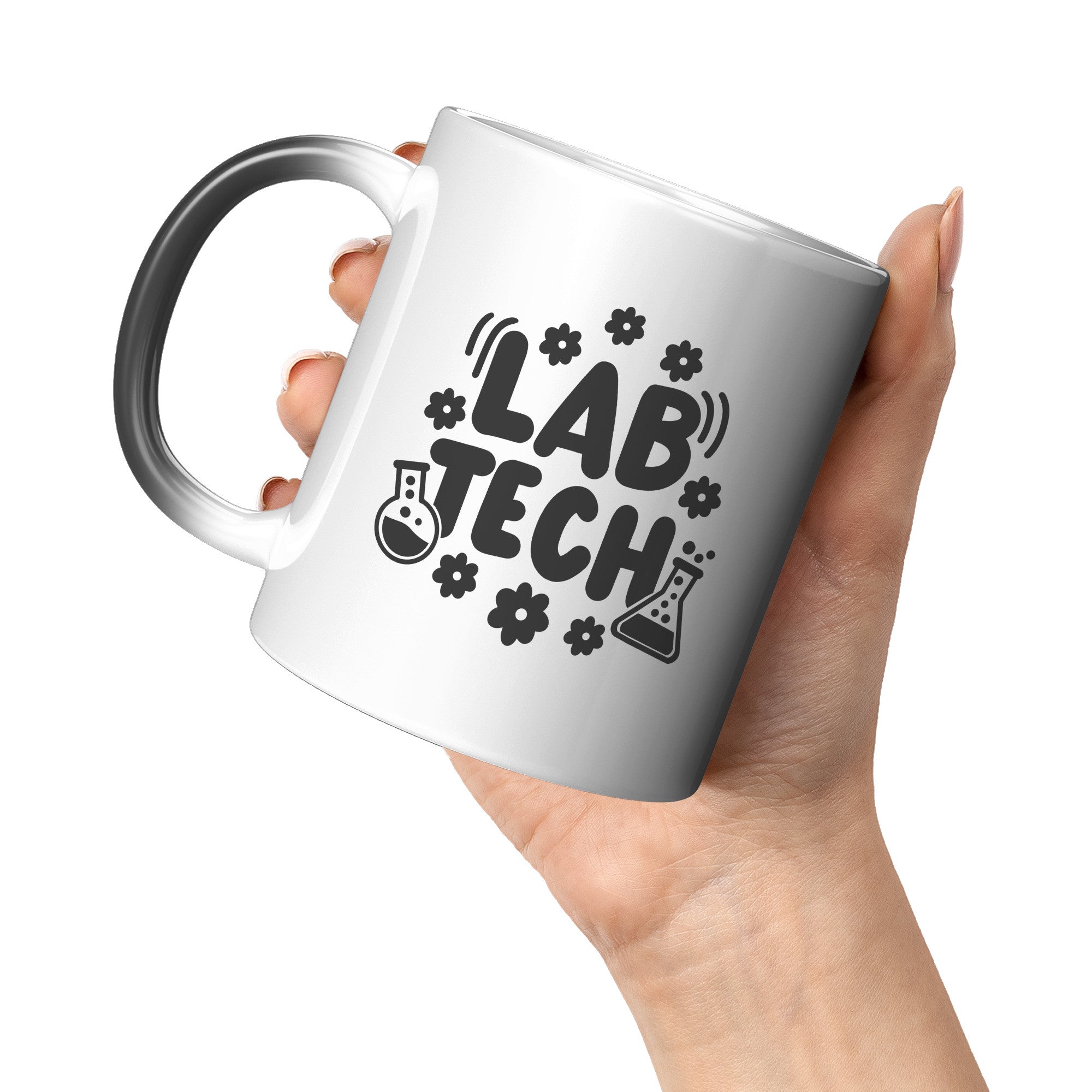 11 oz 'Lab Tech' Magic Mug with Daisy and Lab Vial Designs - Ideal for Laboratory Enthusiasts