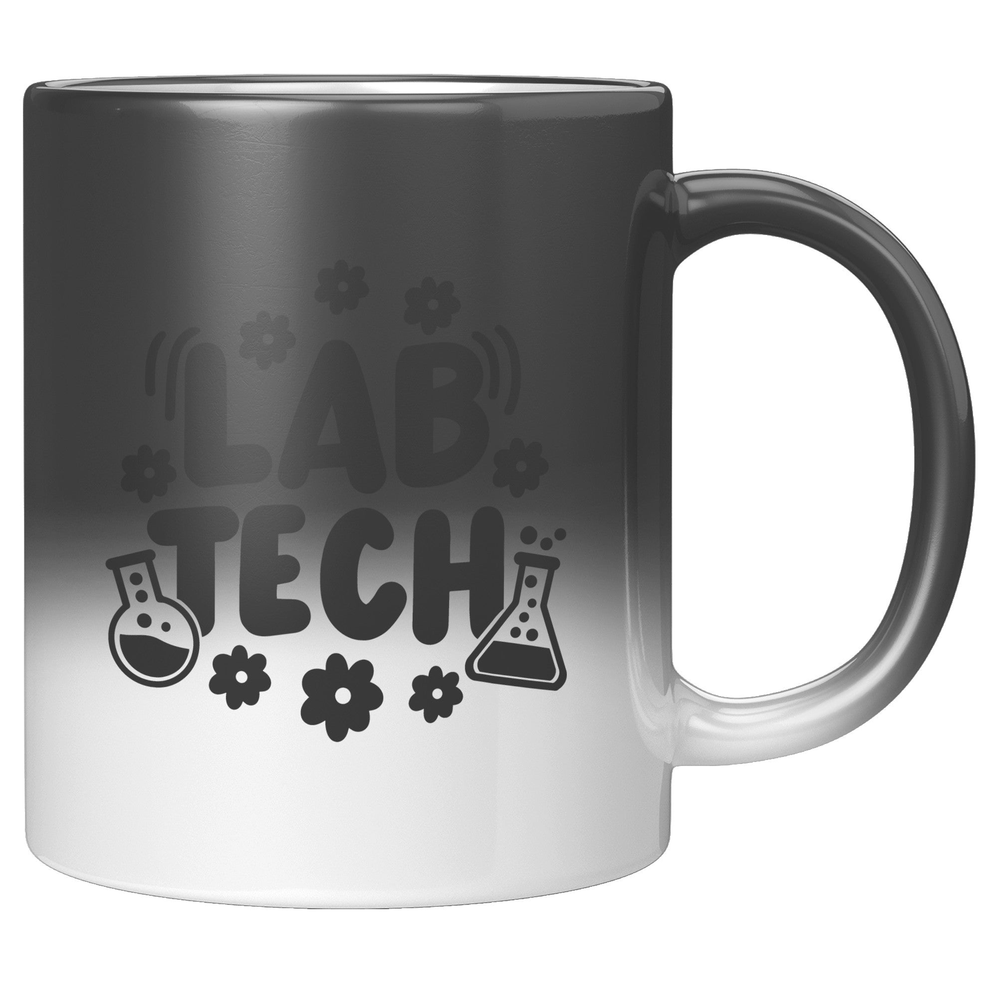11 oz 'Lab Tech' Magic Mug with Daisy and Lab Vial Designs - Ideal for Laboratory Enthusiasts