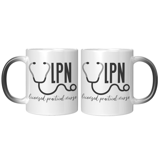 11 oz 'Licensed Practical Nurse' Magic Mug with Stethoscope Design - Ideal LPN Nurse Gift