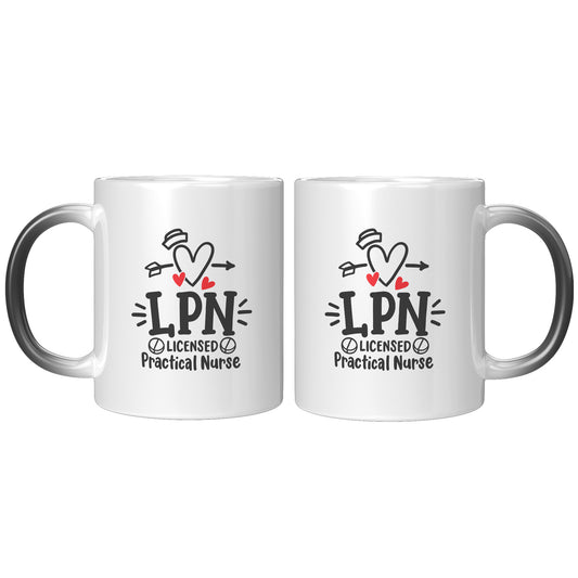 11 oz 'Licensed Practical Nurse' Magic Mug with Heart, Nurse's Hat, and Pills - Perfect Gift for LPN Professionals