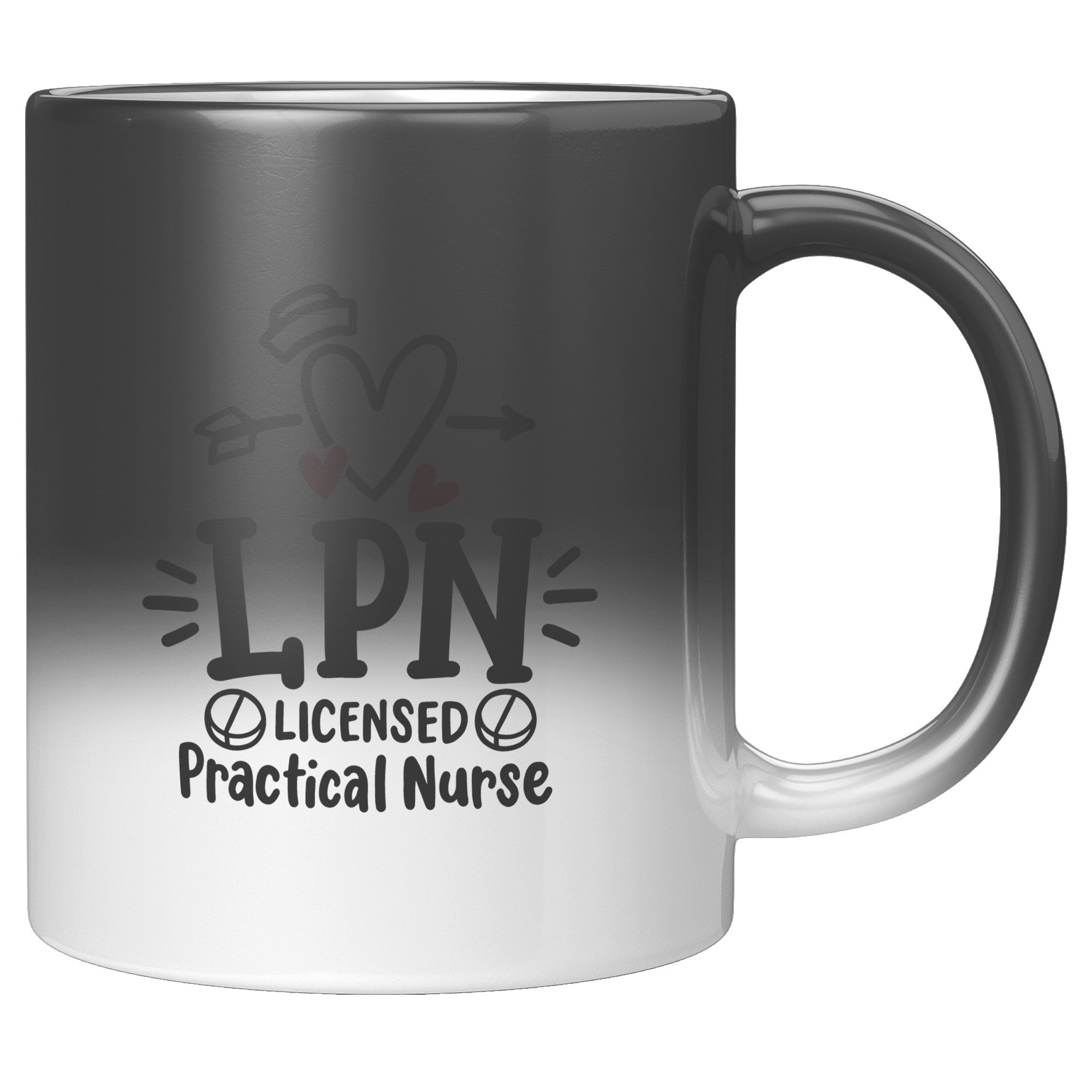 11 oz 'Licensed Practical Nurse' Magic Mug with Heart, Nurse's Hat, and Pills - Perfect Gift for LPN Professionals