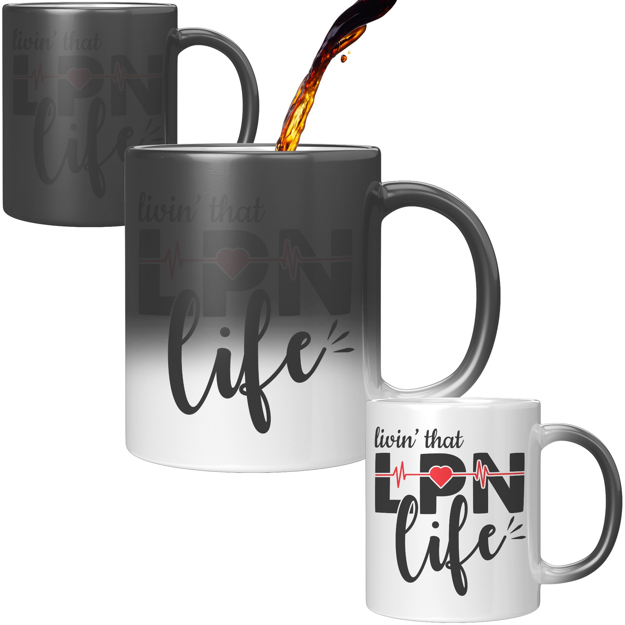 11 oz 'Livin' That LPN Life' Magic Mug with EKG Monitor Design - Ideal for LPN Nurses